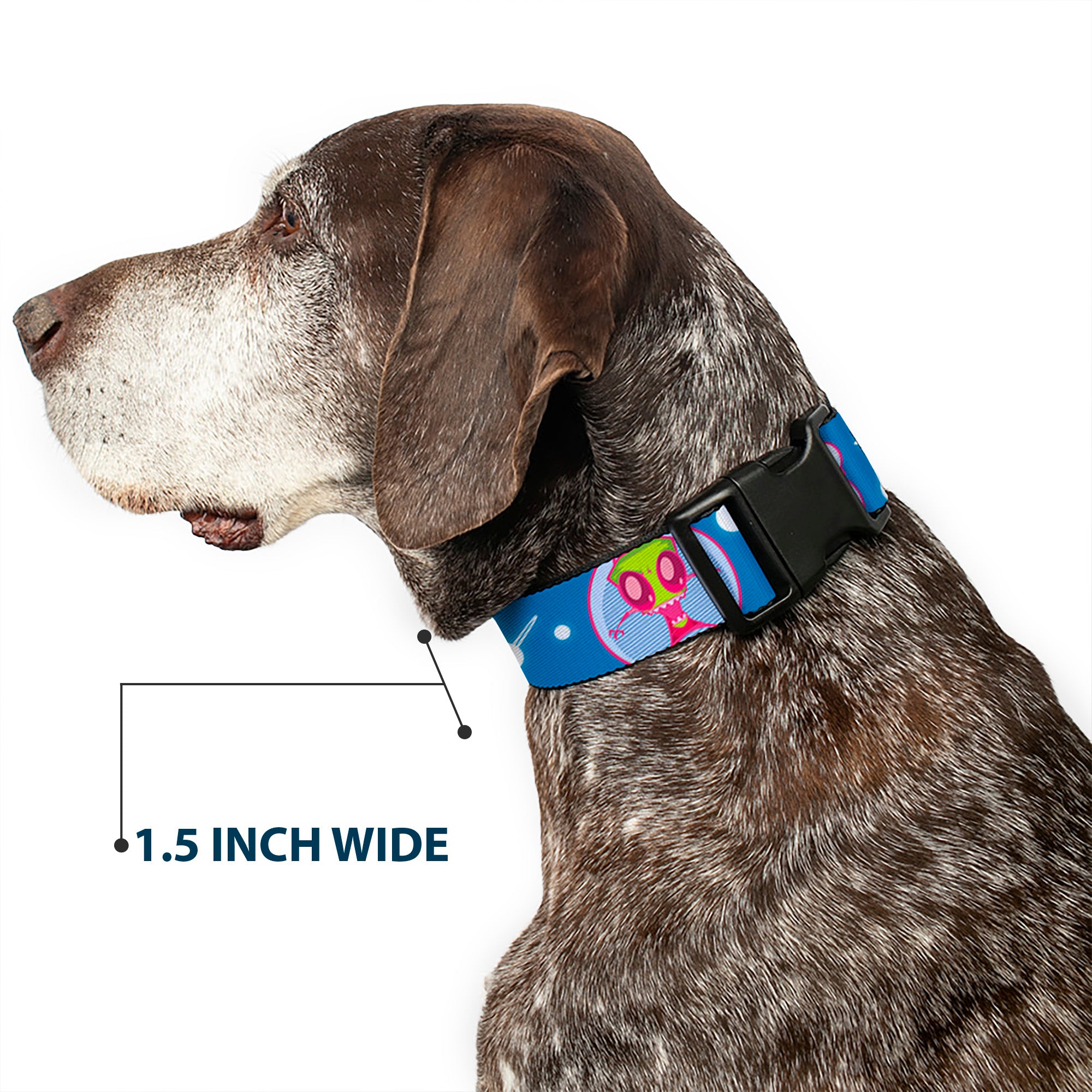 Plastic Clip Collar - Invader Zim and GIR Poses and Planets Blue/White Plastic Clip Collars Invader Zim