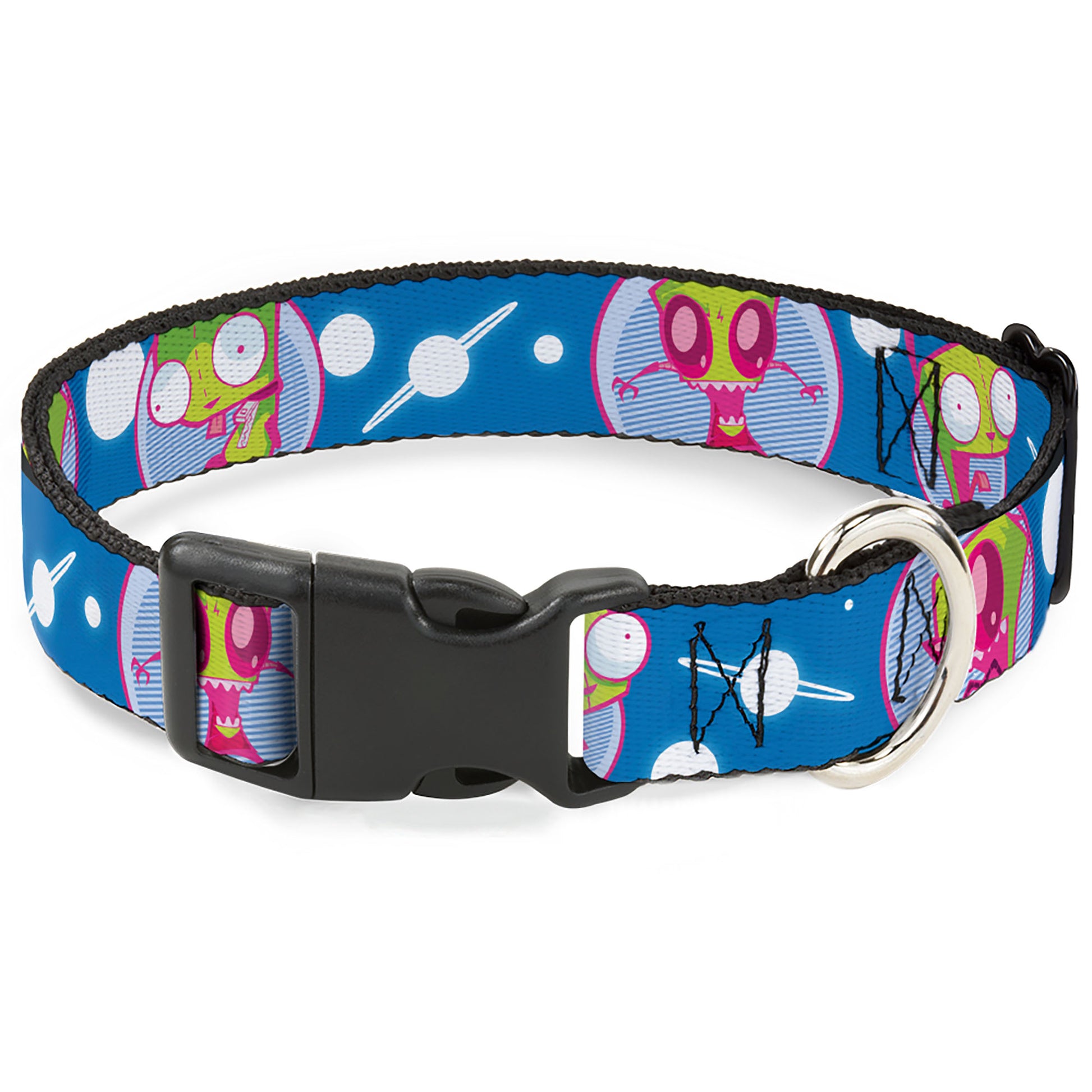 Plastic Clip Collar - Invader Zim and GIR Poses and Planets Blue/White Plastic Clip Collars Invader Zim