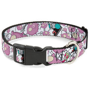 Plastic Clip Collar - Invader Zim GIR and Piggy Doddles White/Black Plastic Clip Collars Invader Zim