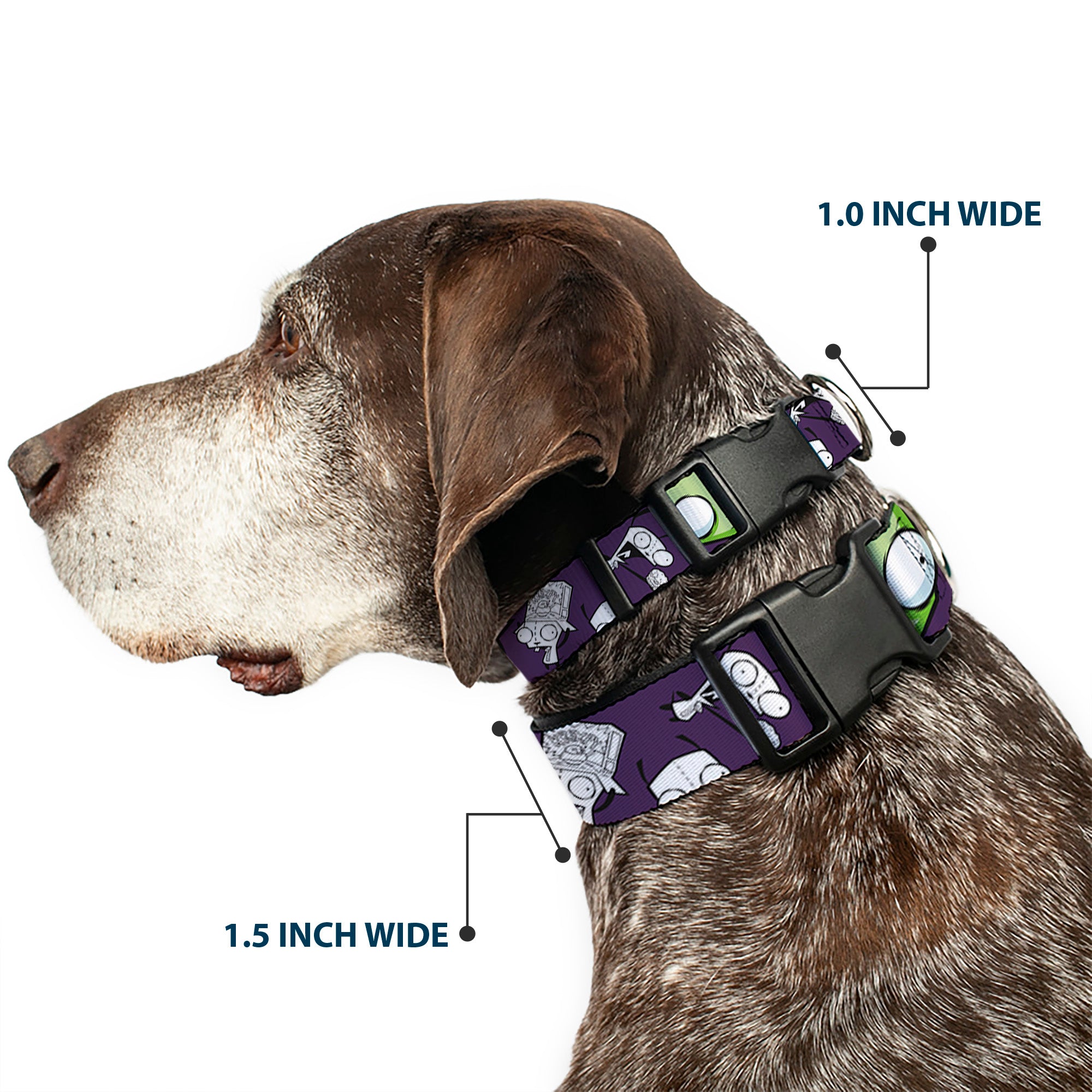 Plastic Clip Collar - Invader Zim GIR Poses and Sketch Purple Plastic Clip Collars Invader Zim