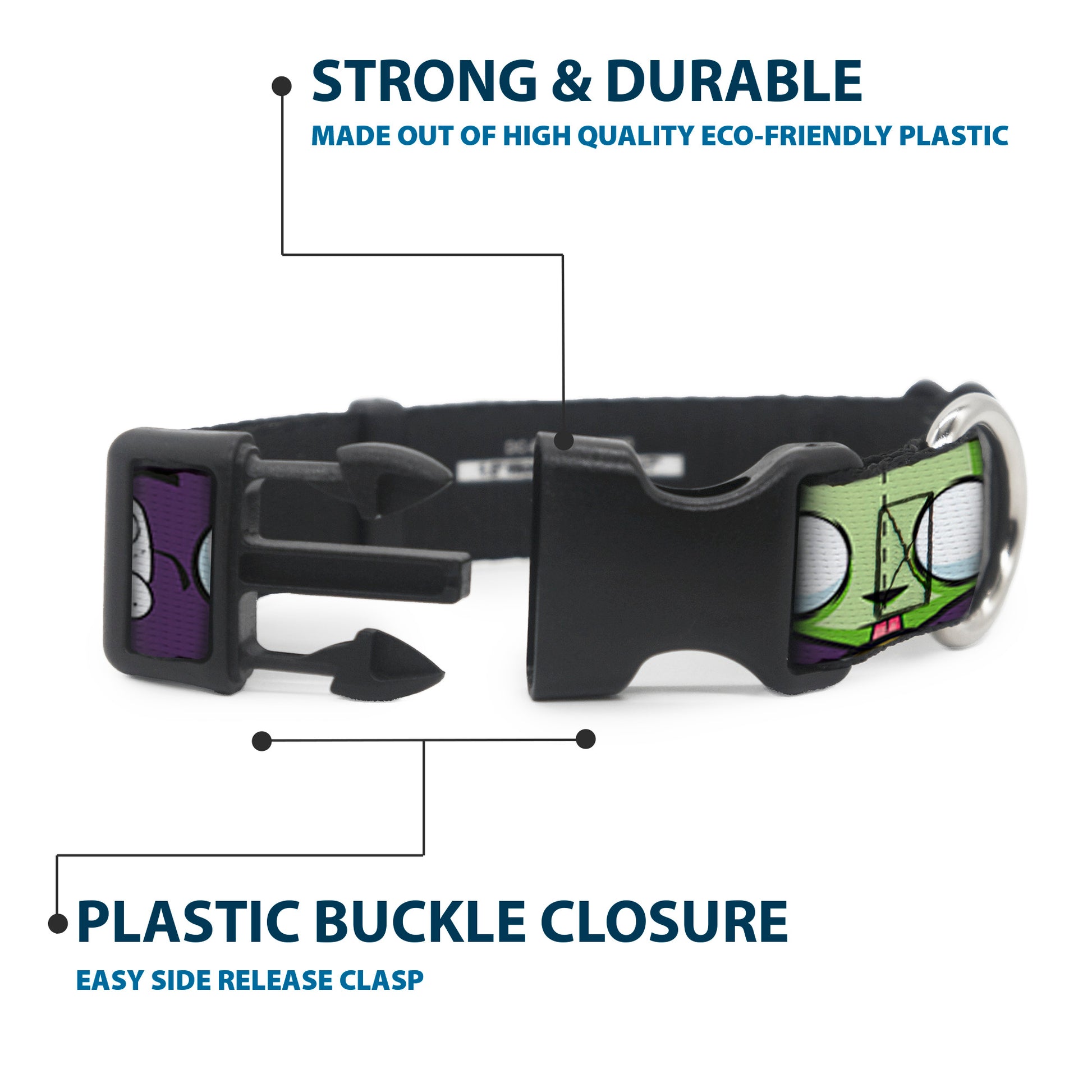 Plastic Clip Collar - Invader Zim GIR Poses and Sketch Purple Plastic Clip Collars Invader Zim