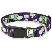 Plastic Clip Collar - Invader Zim GIR Poses and Sketch Purple Plastic Clip Collars Invader Zim