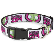 Plastic Clip Collar - INVADER ZIM Title Logo and GIR Pose Close-Up White/Pinks Plastic Clip Collars Invader Zim