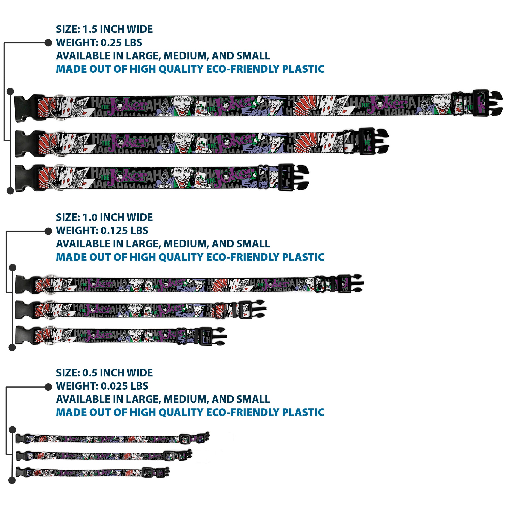 Plastic Clip Collar - The Joker Pose/Cards/HAHAHAHA Black/Gray Plastic Clip Collars DC Comics