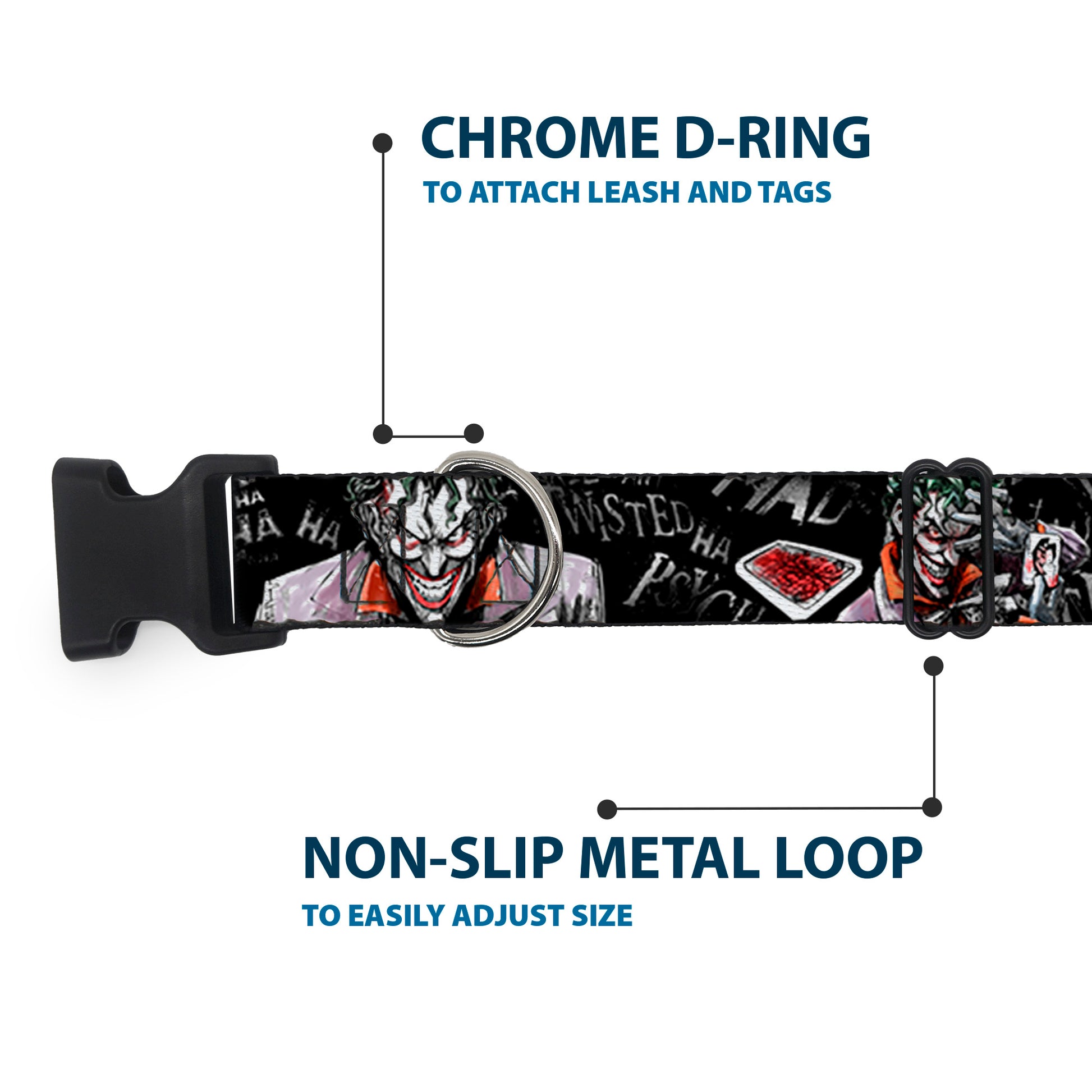 Plastic Clip Collar - Joker BRILLIANTLY TWISTED PSYCHO 2-Poses/Cards Black/Grays Plastic Clip Collars DC Comics