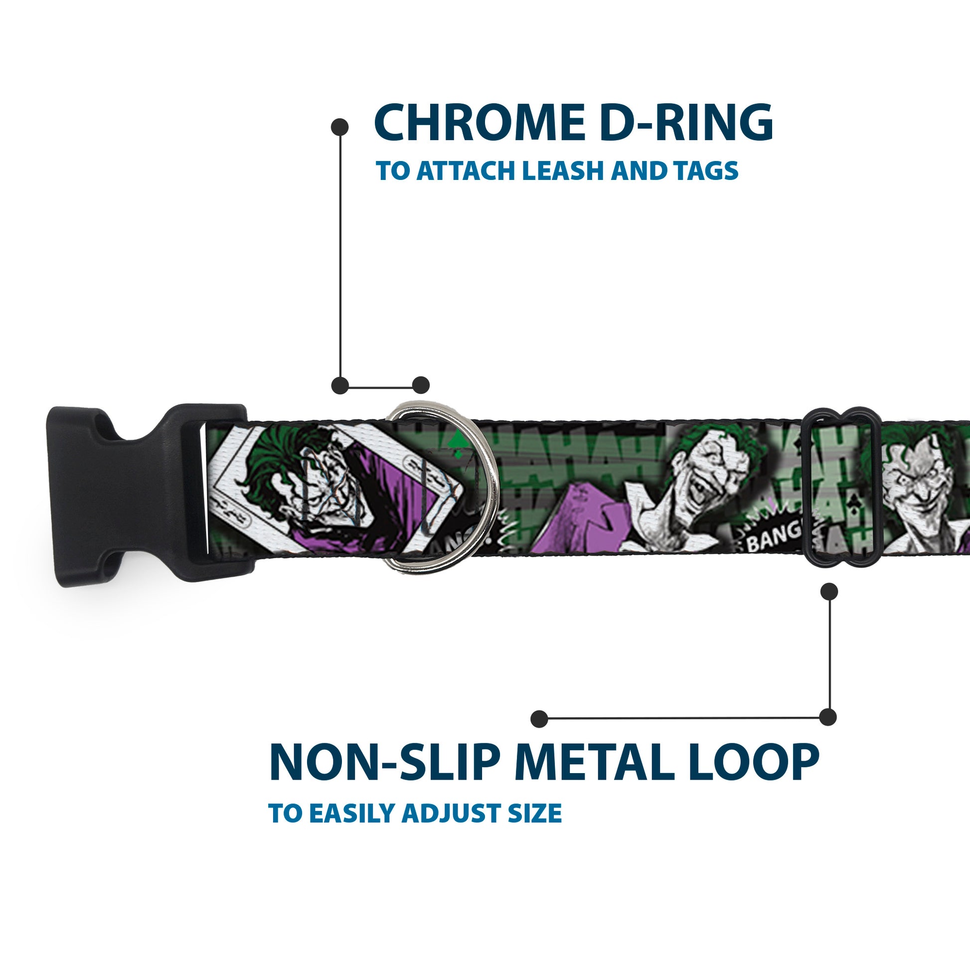 Plastic Clip Collar - The Joker 4-Poses/Joker Card HAHA/Smile/BANG! Grays/Greens/Purples Plastic Clip Collars DC Comics