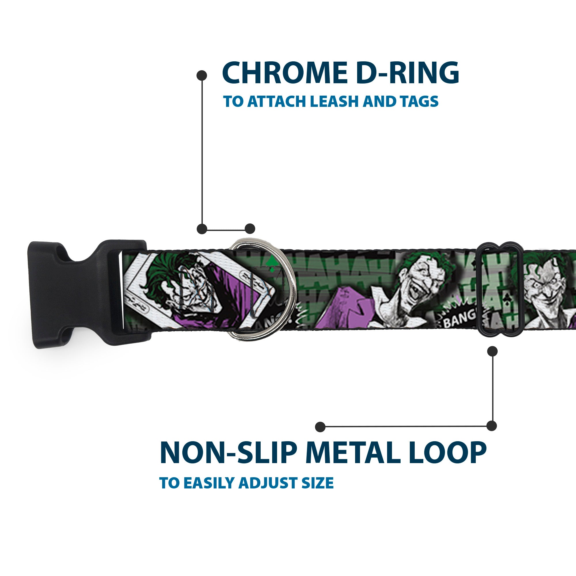 Plastic Clip Collar - The Joker 4-Poses/Joker Card HAHA/Smile/BANG! Grays/Greens/Purples Plastic Clip Collars DC Comics