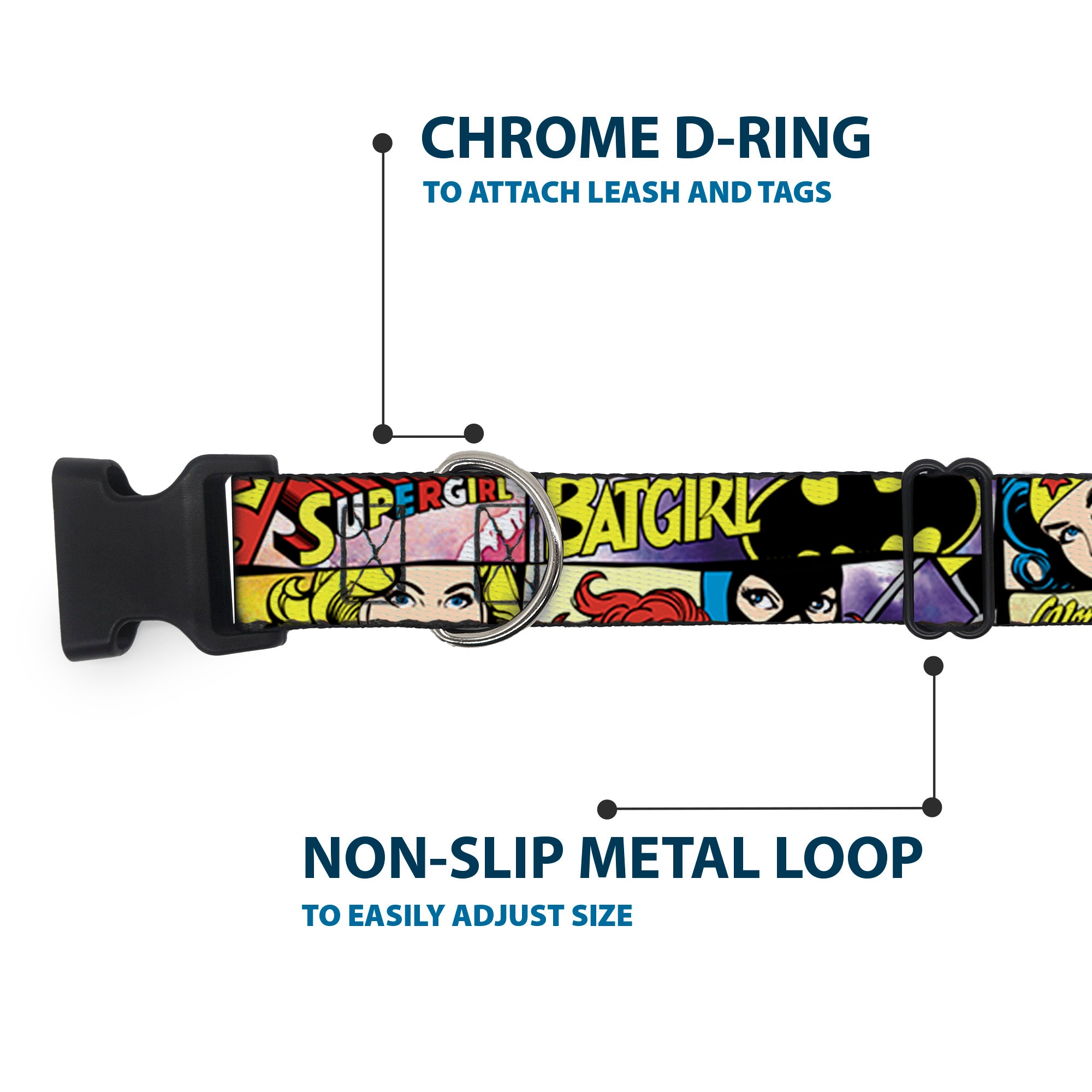 Plastic Clip Collar - Superheroines Wonder Woman/Supergirl/Batgirl Plastic Clip Collars DC Comics