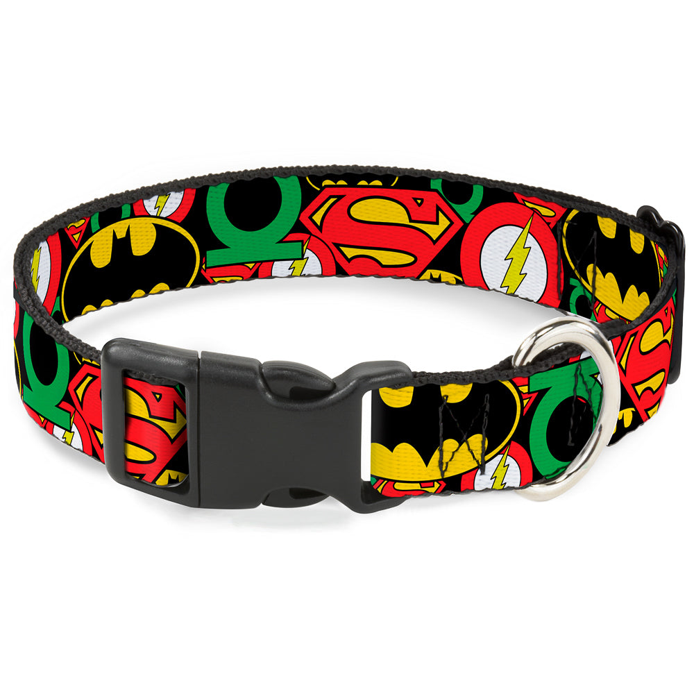 Plastic Clip Collar - Justice League Stacked Logos Plastic Clip Collars DC Comics
