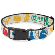 Plastic Clip Collar - DC League of Super-Pets Superhero with Pets and Logos Silhouette White/Multi Color Plastic Clip Collars DC Comics