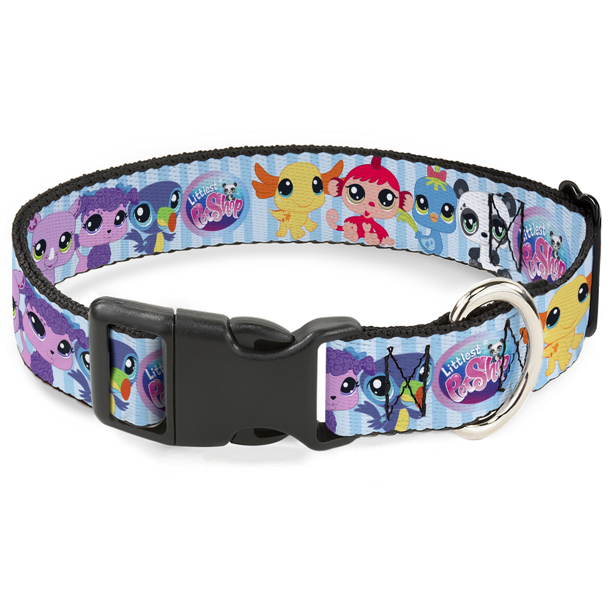 Plastic Clip Collar - LITTLEST PET SHOP Animal Poses Stripe Blues Plastic Clip Collars Littlest Pet Shop