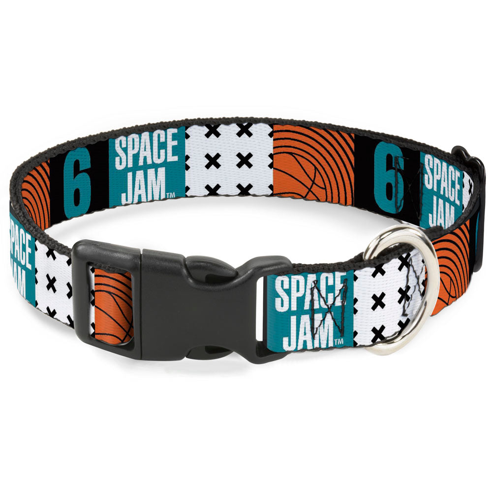 Plastic Clip Collar - SPACE JAM Number 6 Blocks Black/Turquoise/White/Red Plastic Clip Collars Looney Tunes