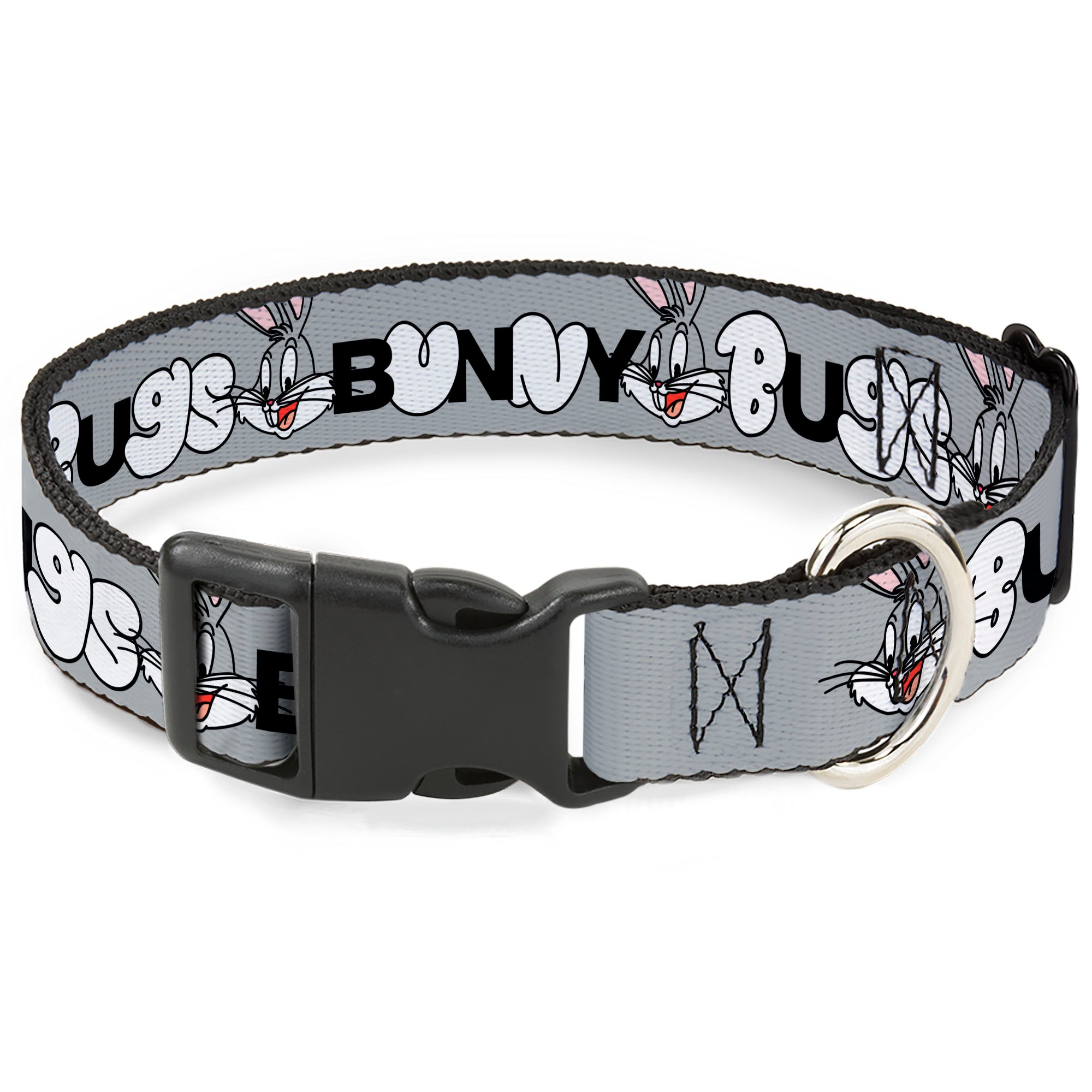 Plastic Clip Collar - BUGS BUNNY Smiling Face Text Gray Plastic Clip Collars Looney Tunes