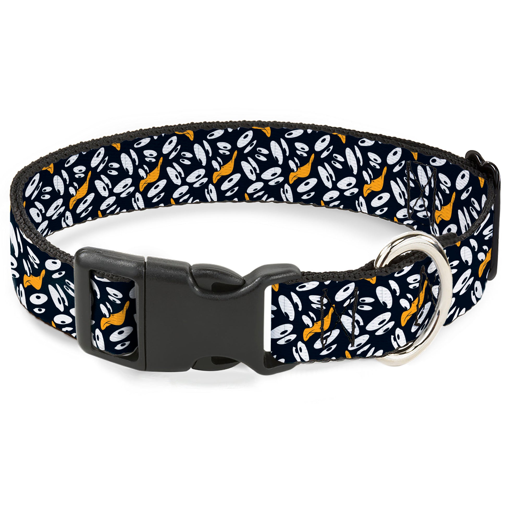 Plastic Clip Collar - Daffy Duck Expression and Eyes Scattered Black/White Plastic Clip Collars Looney Tunes