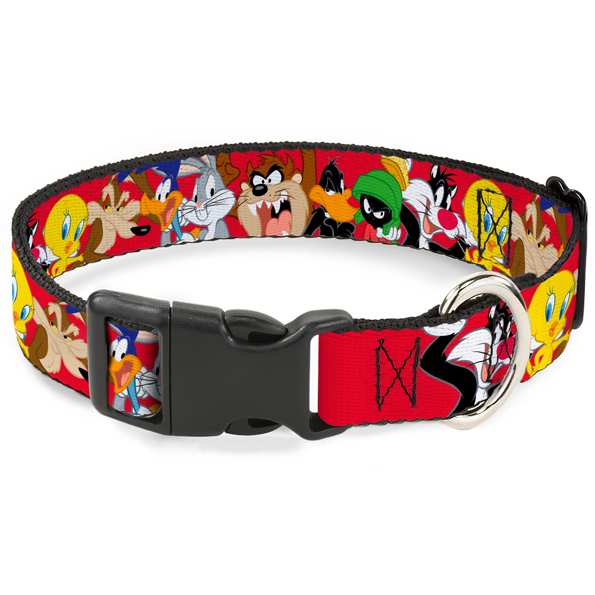 Plastic Clip Collar - Looney Tunes Eight Character Faces Red Plastic Clip Collars Looney Tunes