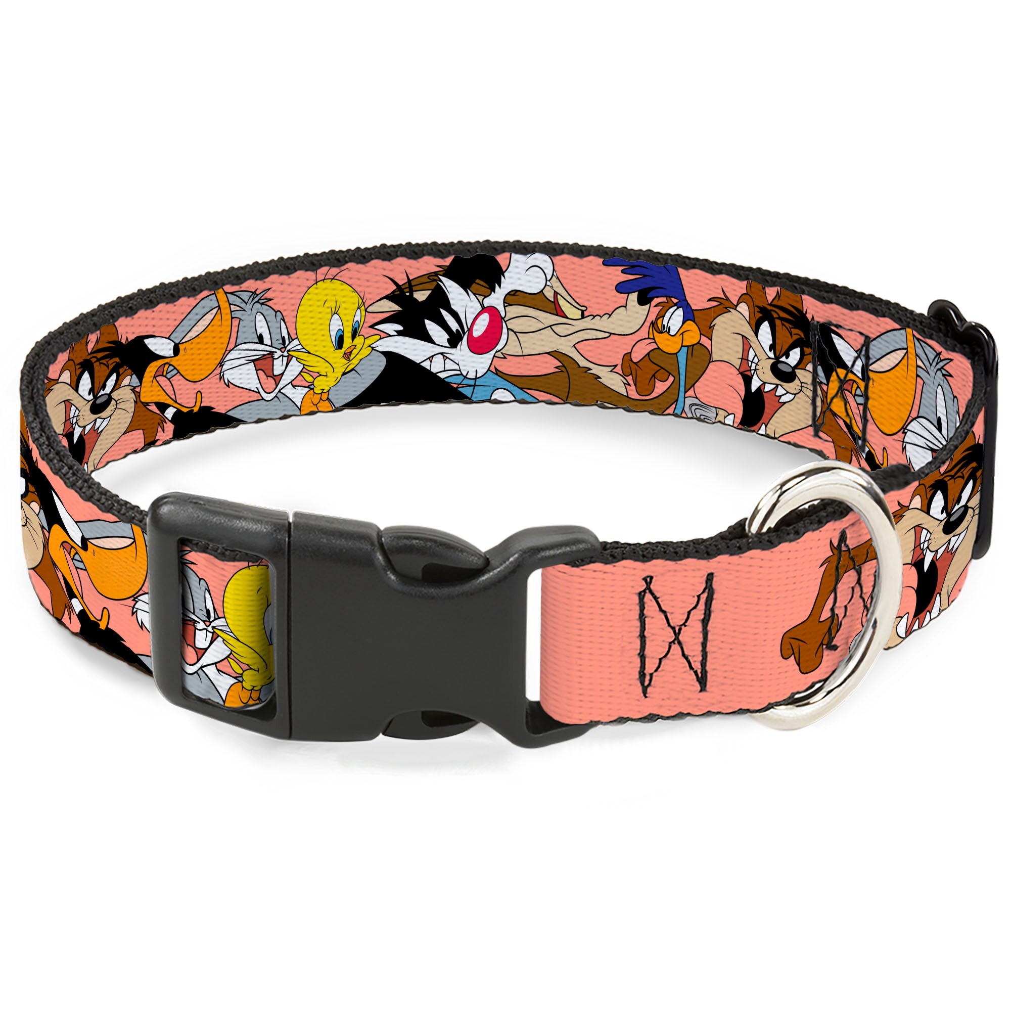 Plastic Clip Collar - Looney Tunes Seven Character Poses Stacked Peach Plastic Clip Collars Looney Tunes