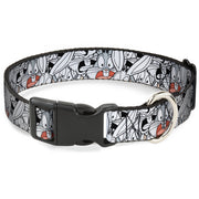 Plastic Clip Collar - Bugs Bunny Expressions Stacked White/Black/Gray Plastic Clip Collars Looney Tunes