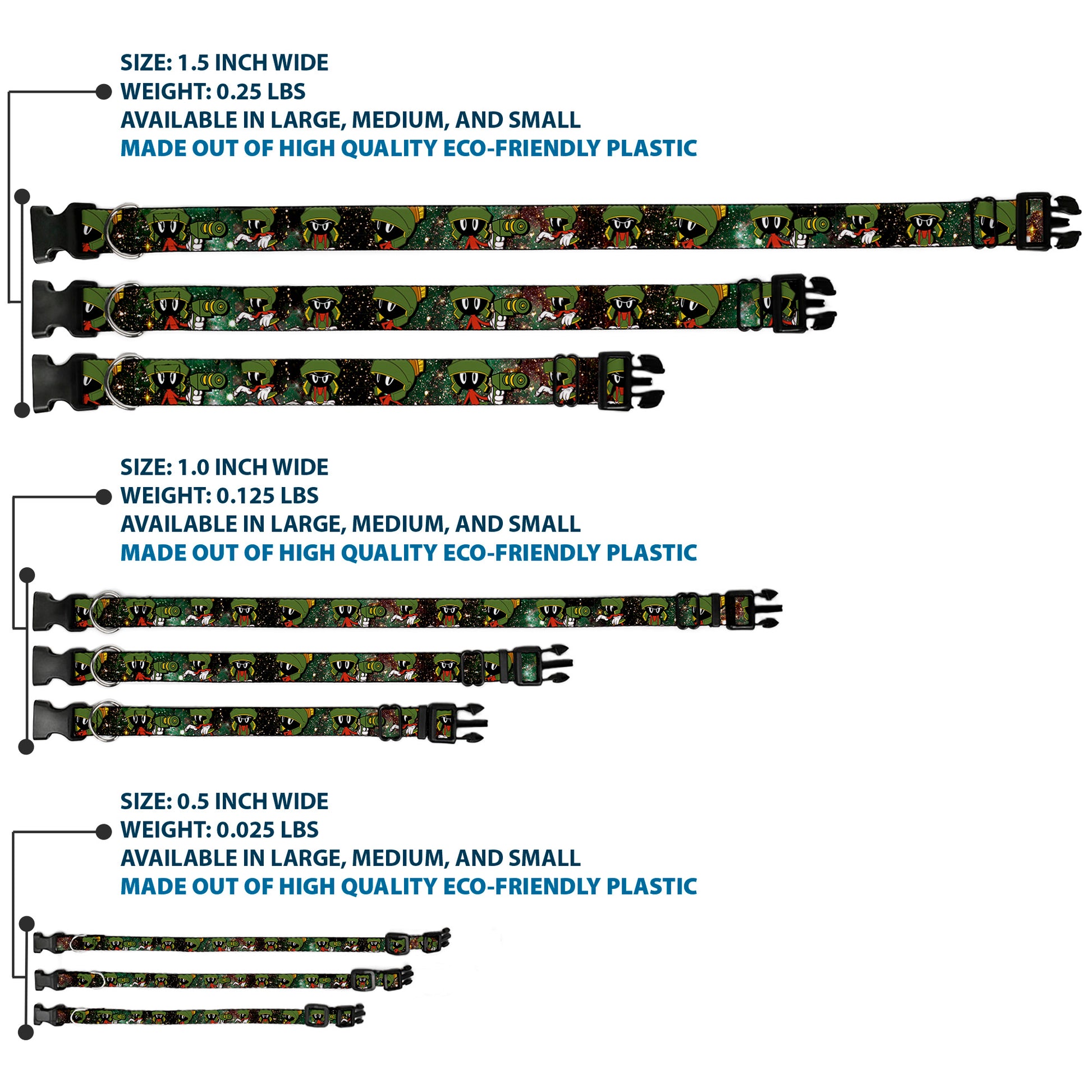 Plastic Clip Collar - Marvin the Martian 4-Poses Galaxy Plastic Clip Collars Looney Tunes