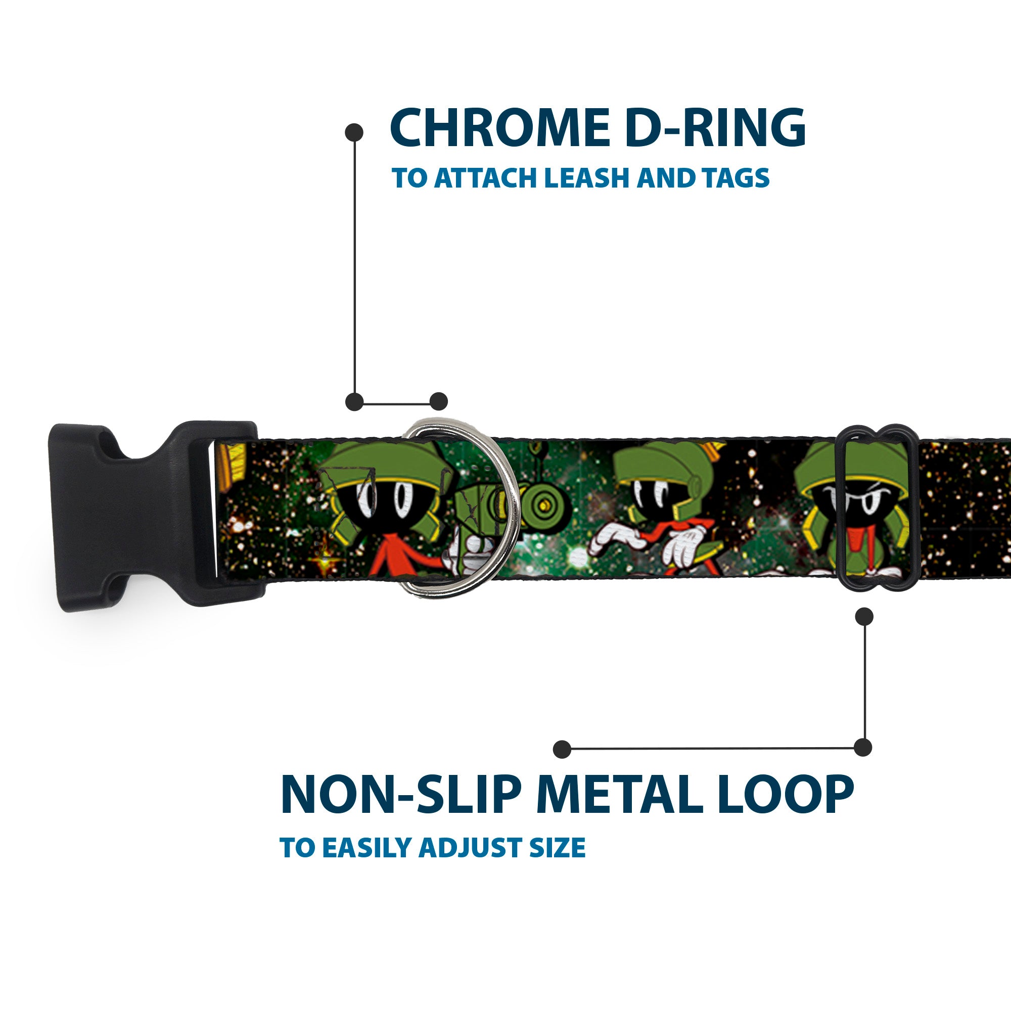 Plastic Clip Collar - Marvin the Martian 4-Poses Galaxy Plastic Clip Collars Looney Tunes