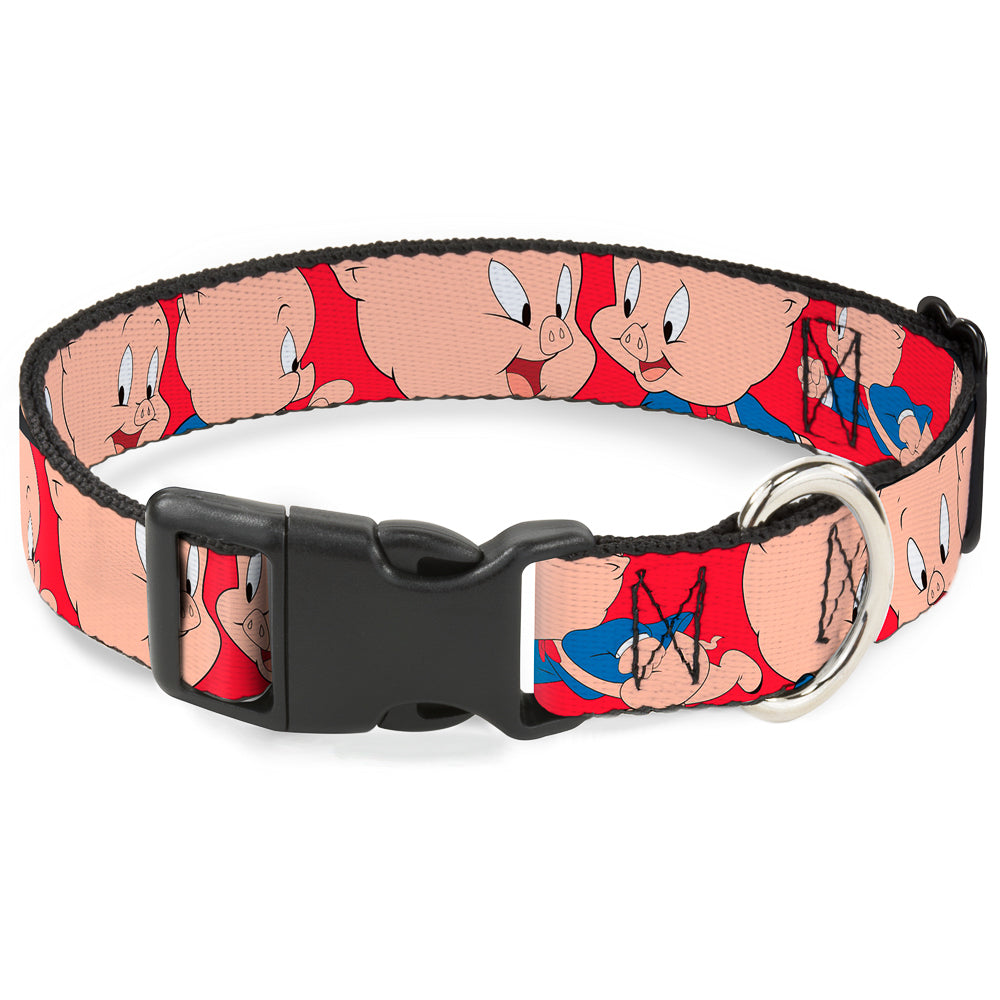 Plastic Clip Collar - Porky Pig Expressions Red Plastic Clip Collars Looney Tunes