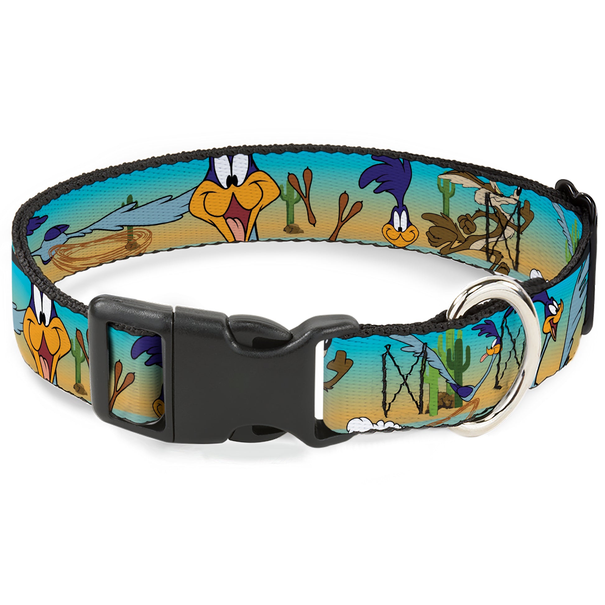 Plastic Clip Collar - Road Runner/Wile E. Coyote Scene1 Brown Fade Plastic Clip Collars Looney Tunes