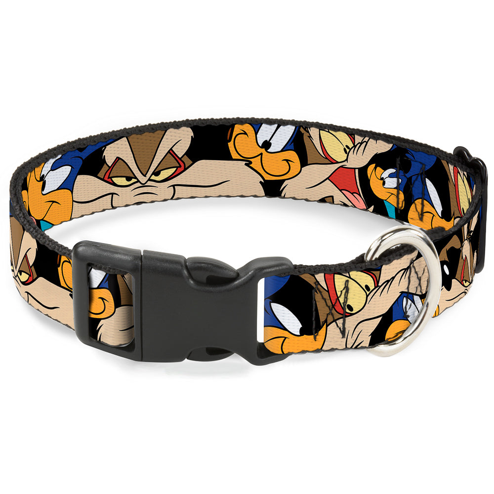 Plastic Clip Collar - Road Runner/Wile E. Coyote Expressions Stacked Black Plastic Clip Collars Looney Tunes