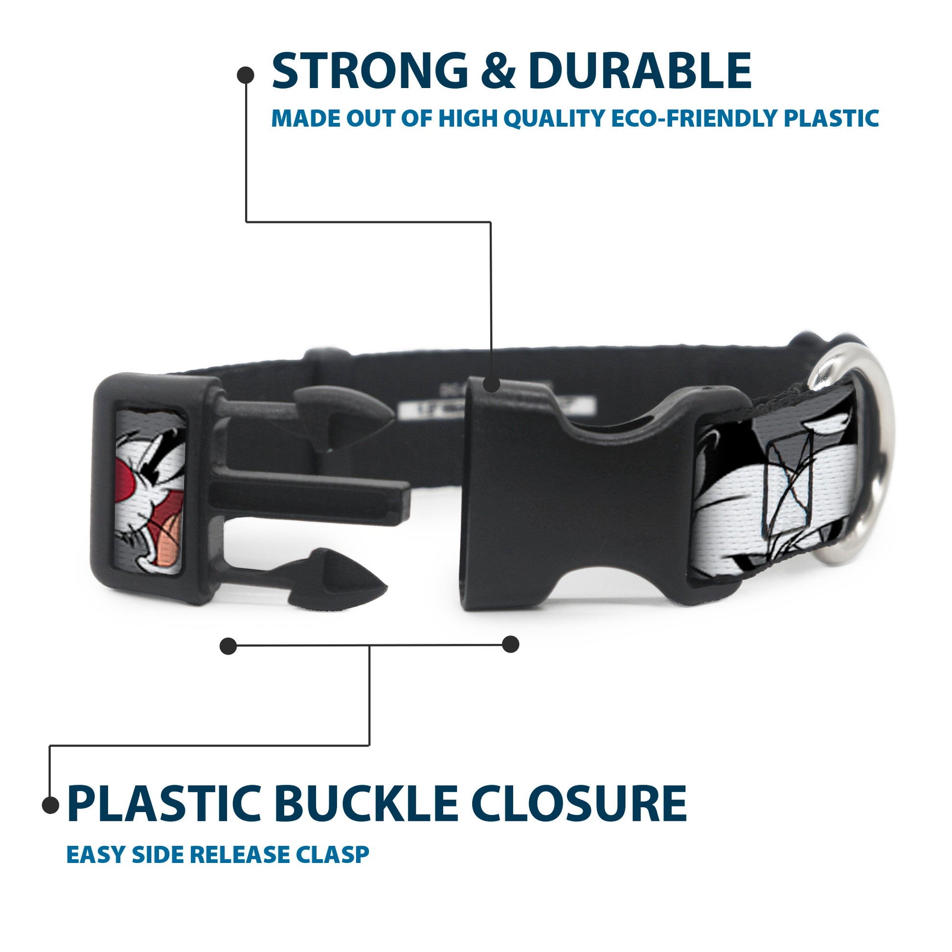 Plastic Clip Collar - Sylvester the Cat Expressions Gray Plastic Clip Collars Looney Tunes