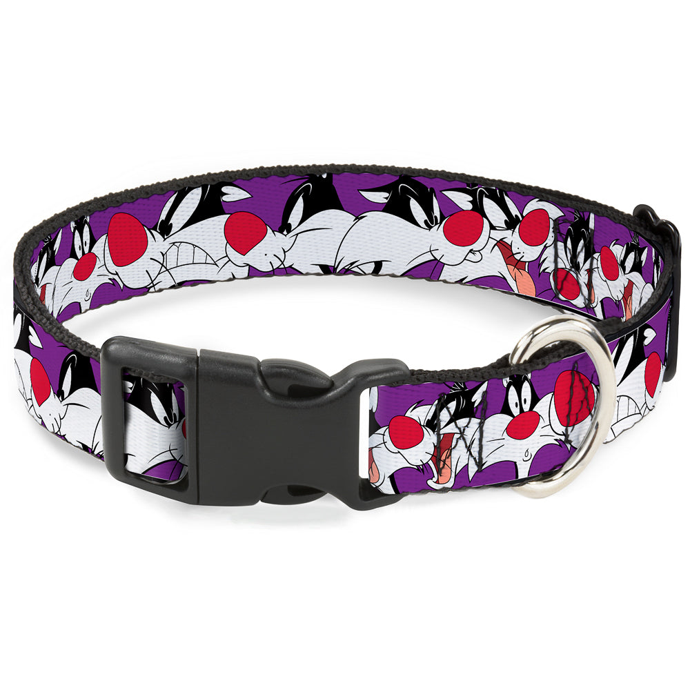 Plastic Clip Collar - Sylvester the Cat Expressions Purple Plastic Clip Collars Looney Tunes