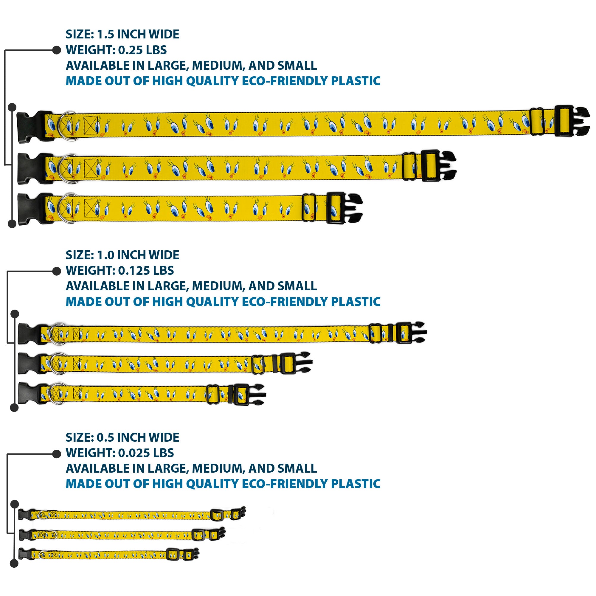 Plastic Clip Collar - Tweety Bird Expressions2 Plastic Clip Collars Looney Tunes