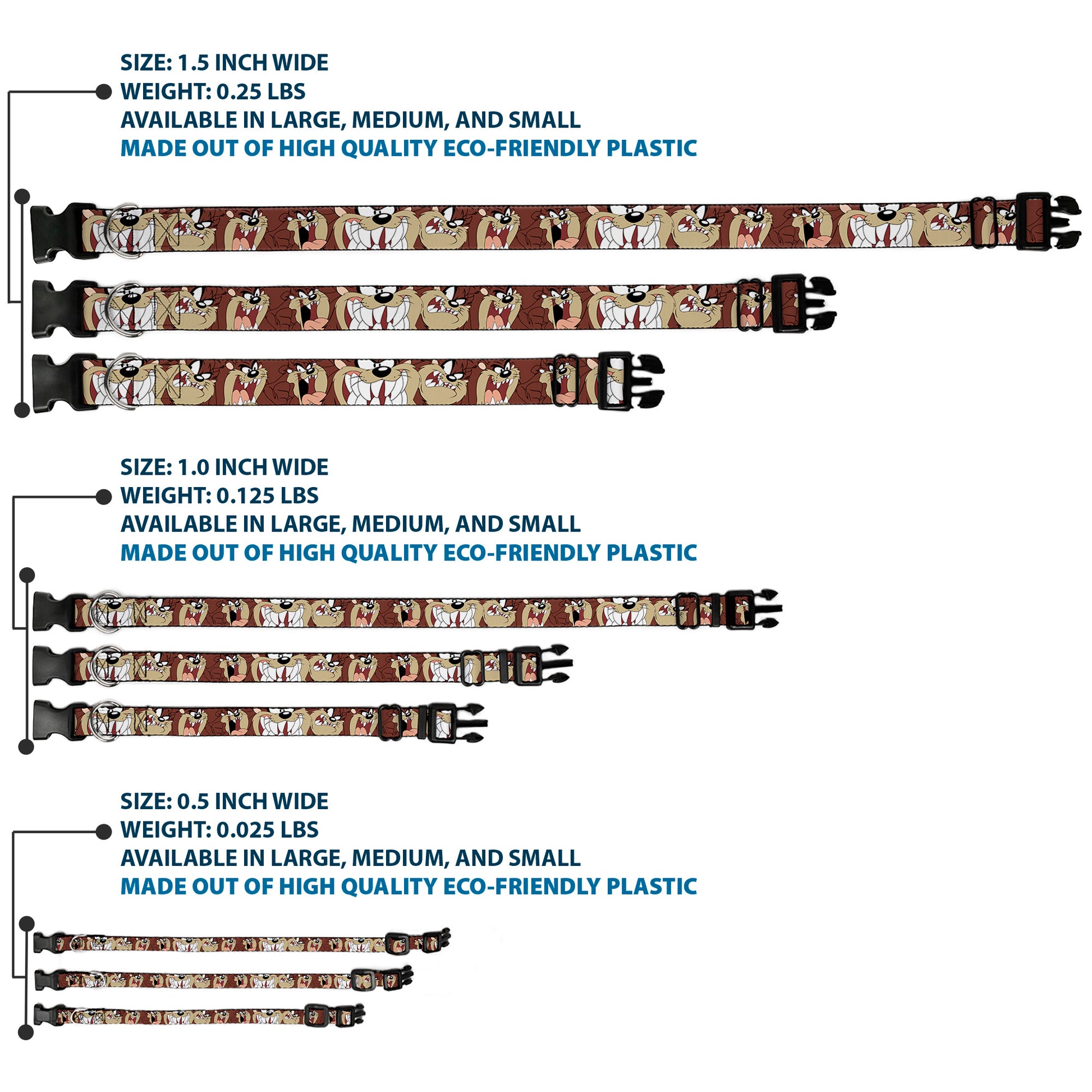 Plastic Clip Collar - Tasmanian Devil Expressions Brown Plastic Clip Collars Looney Tunes