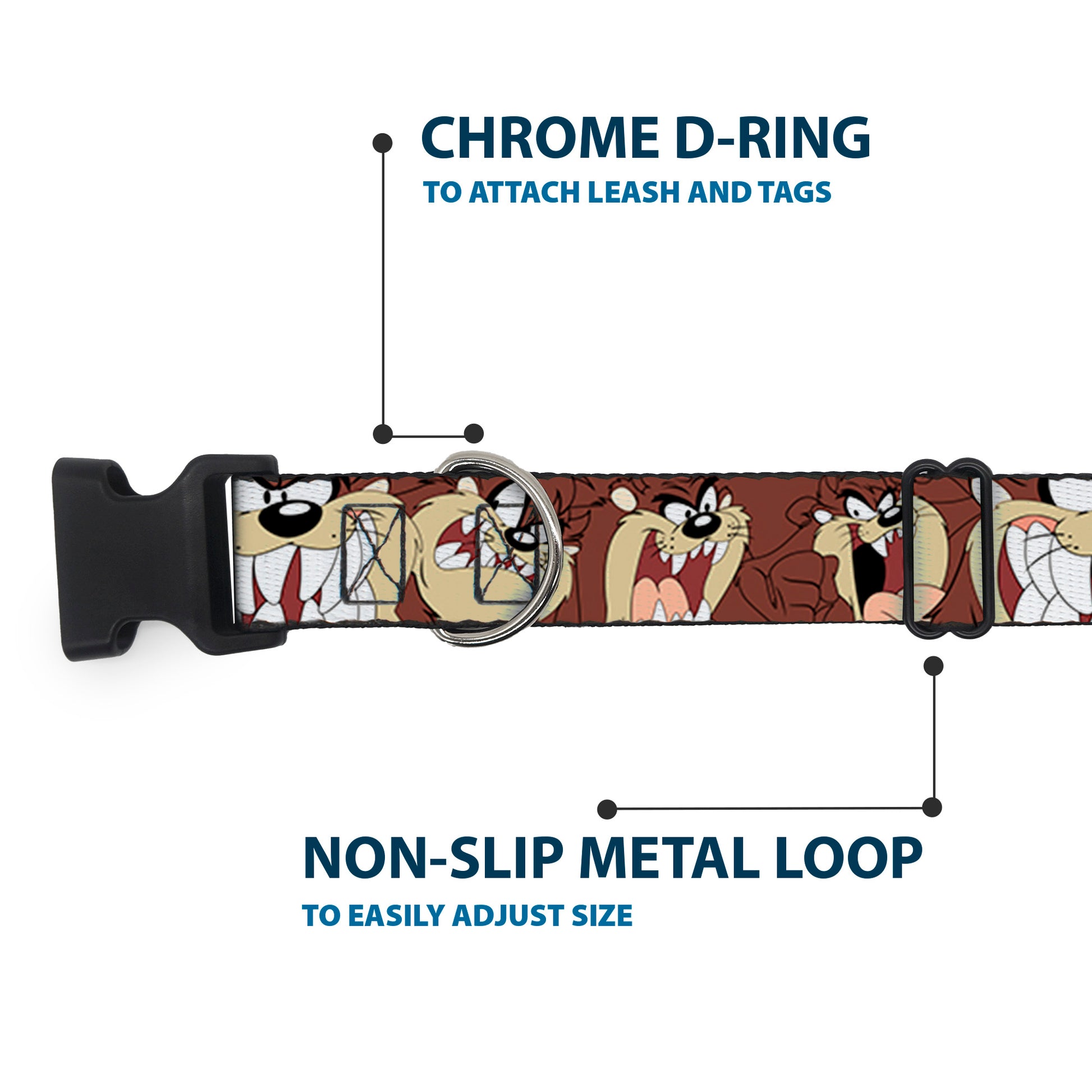 Plastic Clip Collar - Tasmanian Devil Expressions Brown Plastic Clip Collars Looney Tunes