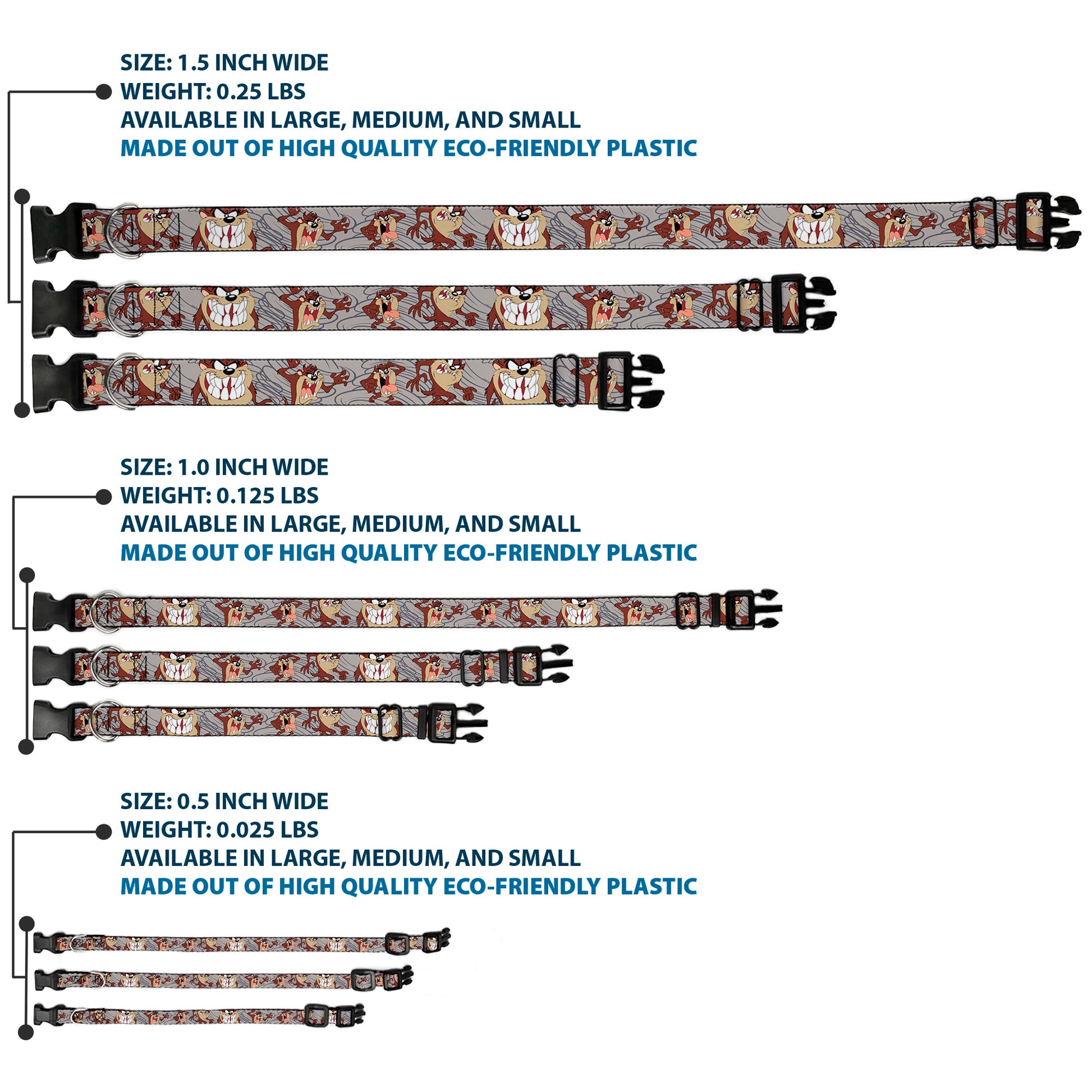 Plastic Clip Collar - Tasmanian Devil Expressions Gray Swirl Plastic Clip Collars Looney Tunes