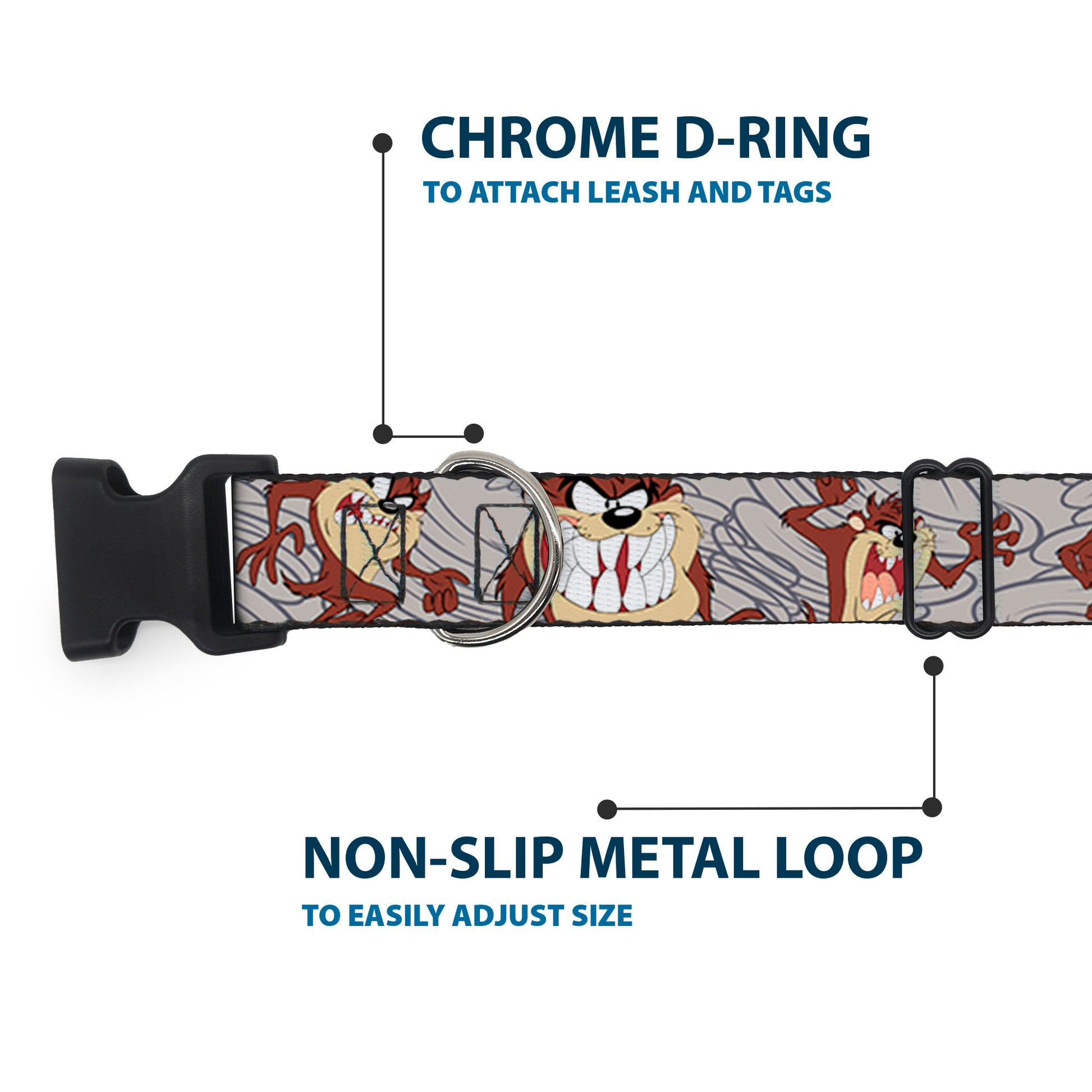 Plastic Clip Collar - Tasmanian Devil Expressions Gray Swirl Plastic Clip Collars Looney Tunes