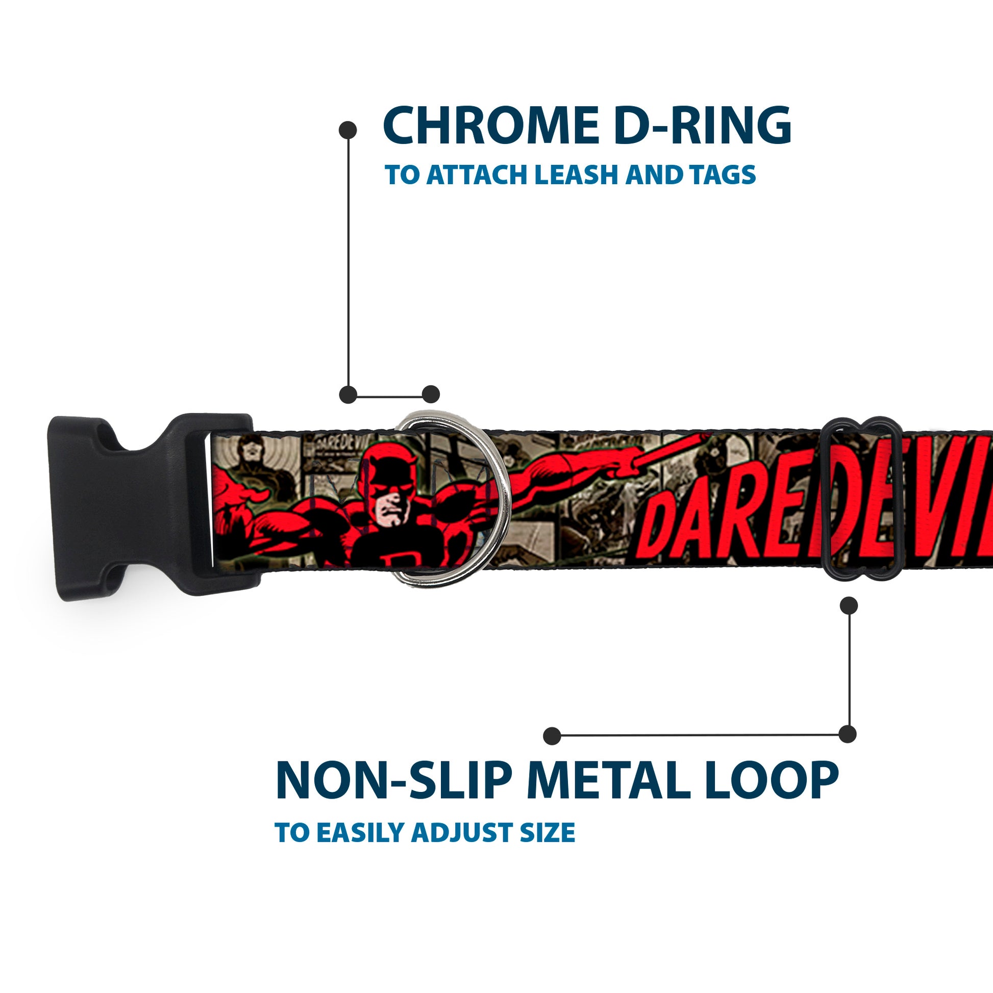 Plastic Clip Collar - DAREDEVIL Action Poses/Comic Panels Grays/Red Plastic Clip Collars Marvel Comics