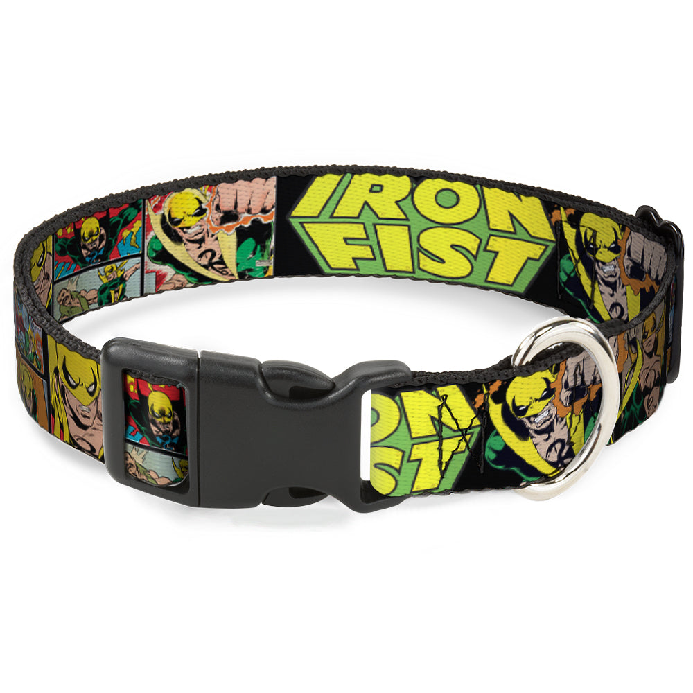 Plastic Clip Collar - Retro IRON FIST Action Pose/Comic Scene Blocks Black/Green/Yellow Plastic Clip Collars Marvel Comics