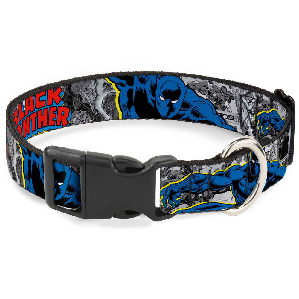 Plastic Clip Collar - BLACK PANTHER Action Poses/Stacked Comics Grays/Yellow/Blue/Red Plastic Clip Collars Marvel Comics