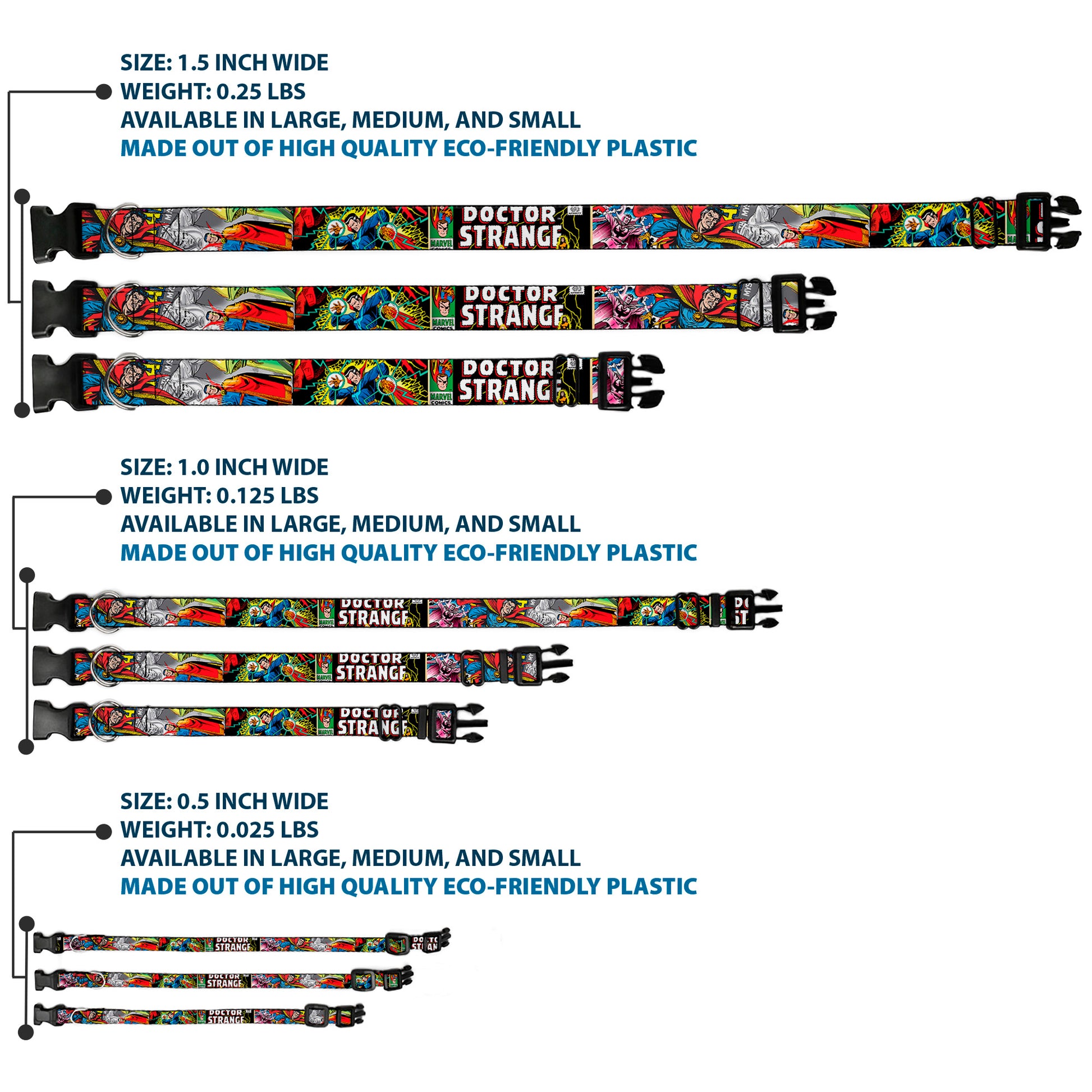 Plastic Clip Collar - Classic DOCTOR STRANGE Comic Book Title/4-Poses Plastic Clip Collars Marvel Comics