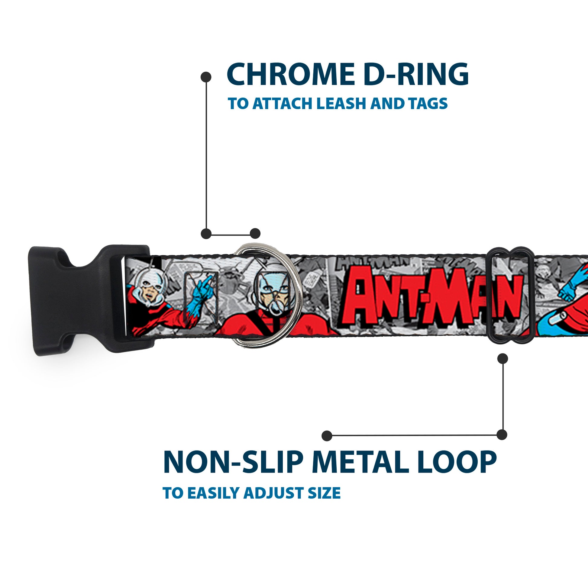 Plastic Clip Collar - Classic ANT-MAN 3-Poses/Comic Stacked Grays/Black/Red Plastic Clip Collars Marvel Comics