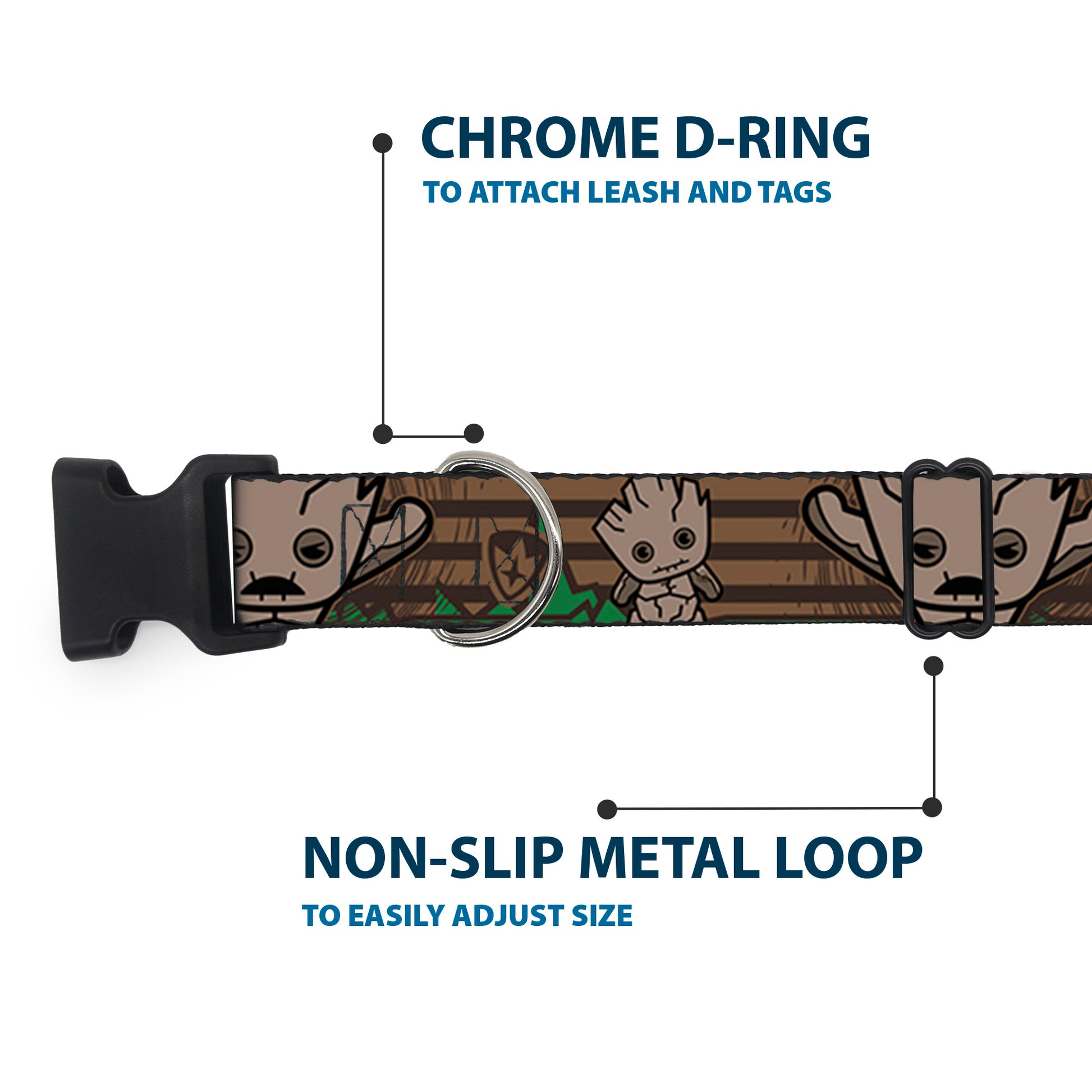 Plastic Clip Collar - Kawaii Groot 2-Poses/Guardians Badge Browns/Green Plastic Clip Collars Marvel Comics