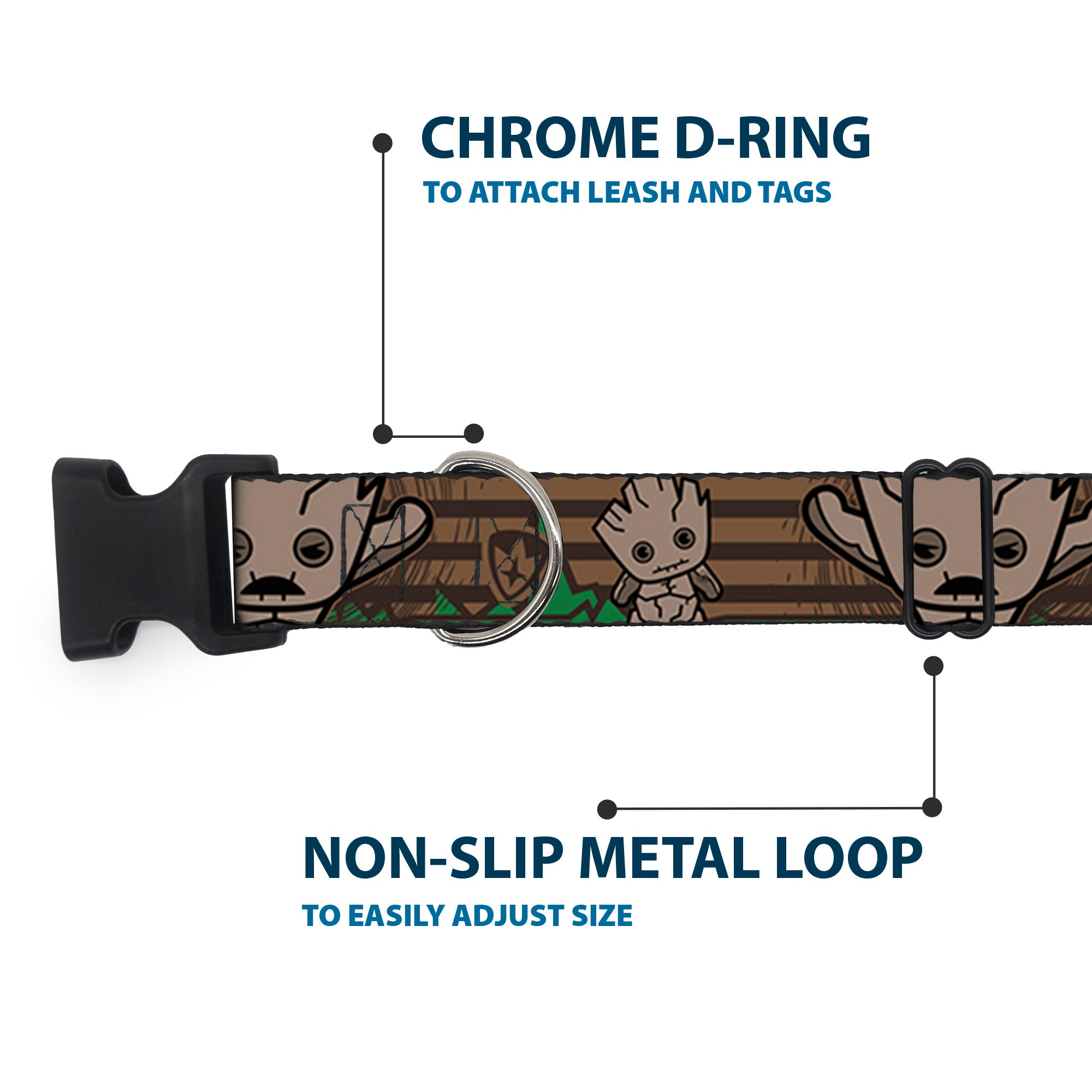 Plastic Clip Collar - Kawaii Groot 2-Poses/Guardians Badge Browns/Green Plastic Clip Collars Marvel Comics