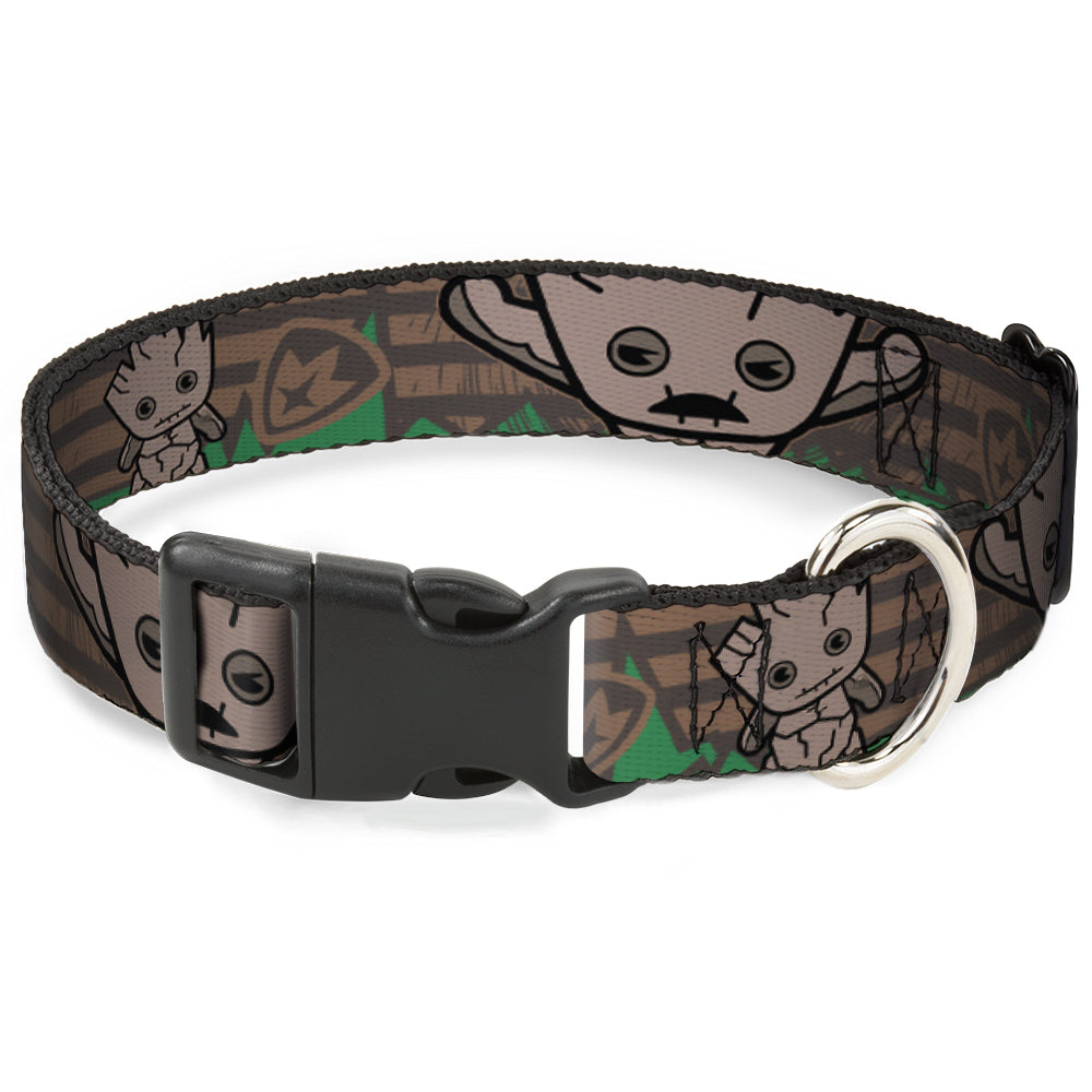 Plastic Clip Collar - Kawaii Groot 2-Poses/Guardians Badge Browns/Green Plastic Clip Collars Marvel Comics