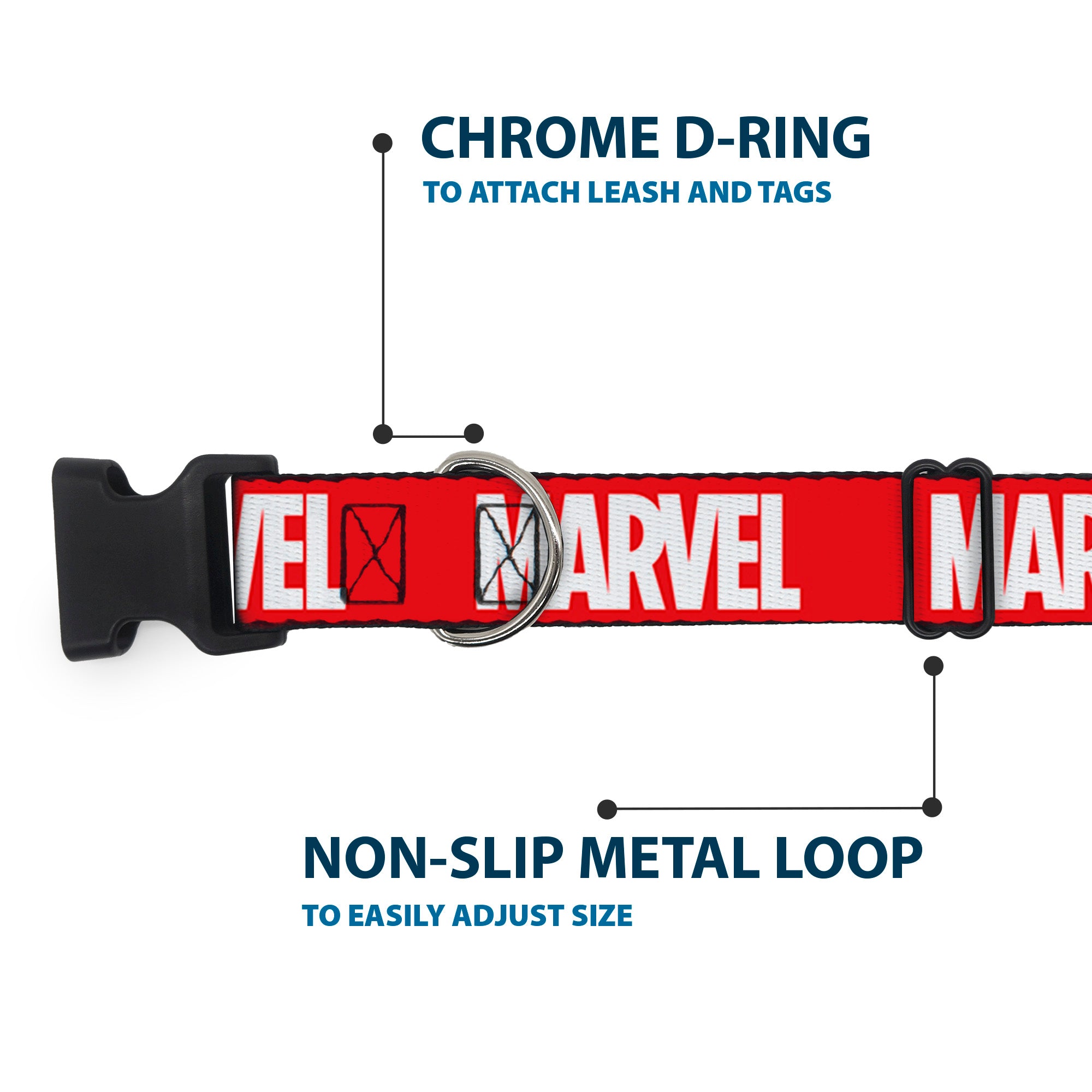 Plastic Clip Collar - MARVEL Red Brick Logo Red/White Plastic Clip Collars Marvel Comics