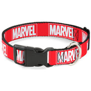 Plastic Clip Collar - MARVEL Red Brick Logo Red/White Plastic Clip Collars Marvel Comics