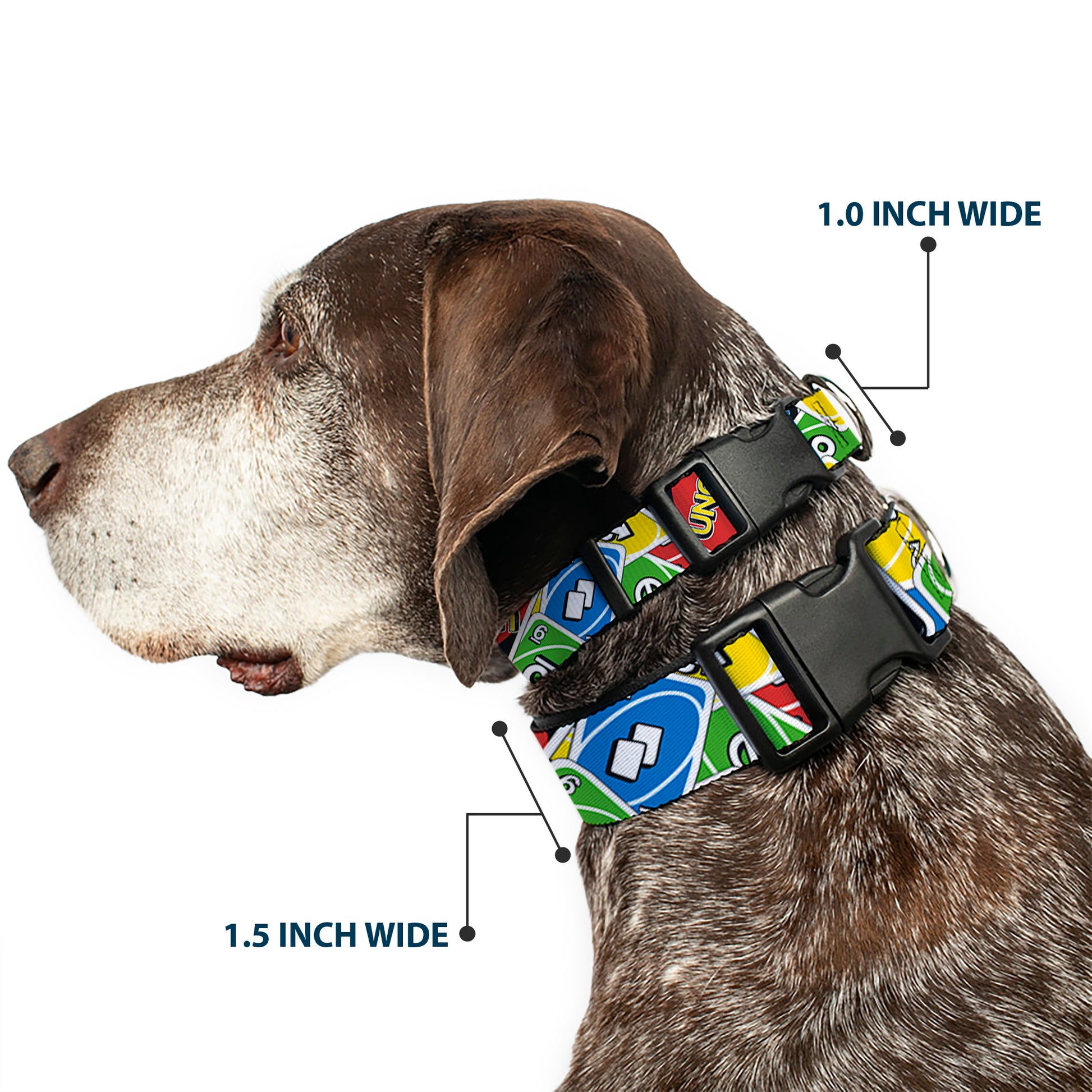 Plastic Clip Collar - UNO Cards Stacked Collage Multi Color Plastic Clip Collars UNO