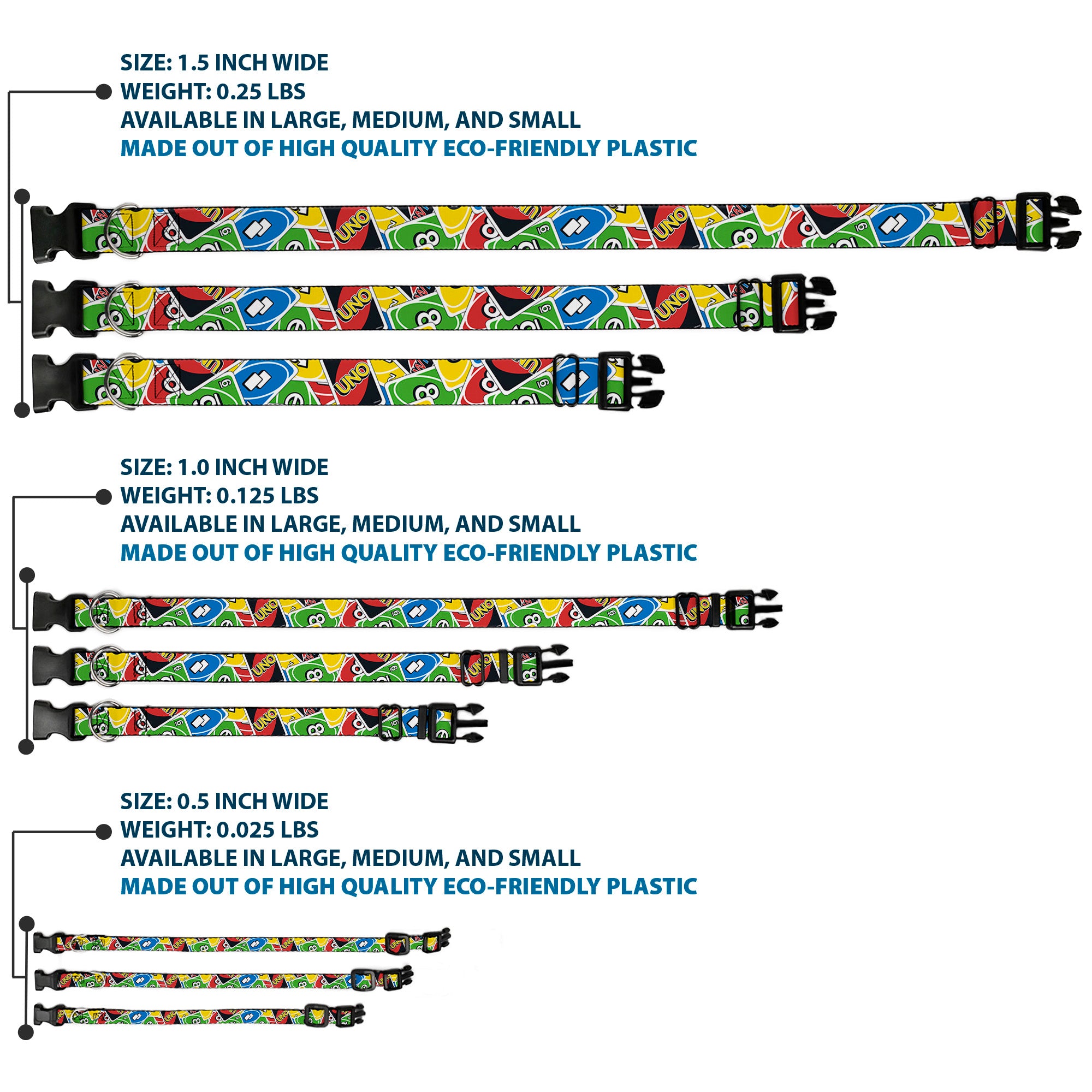 Plastic Clip Collar - UNO Cards Stacked Collage Multi Color Plastic Clip Collars UNO