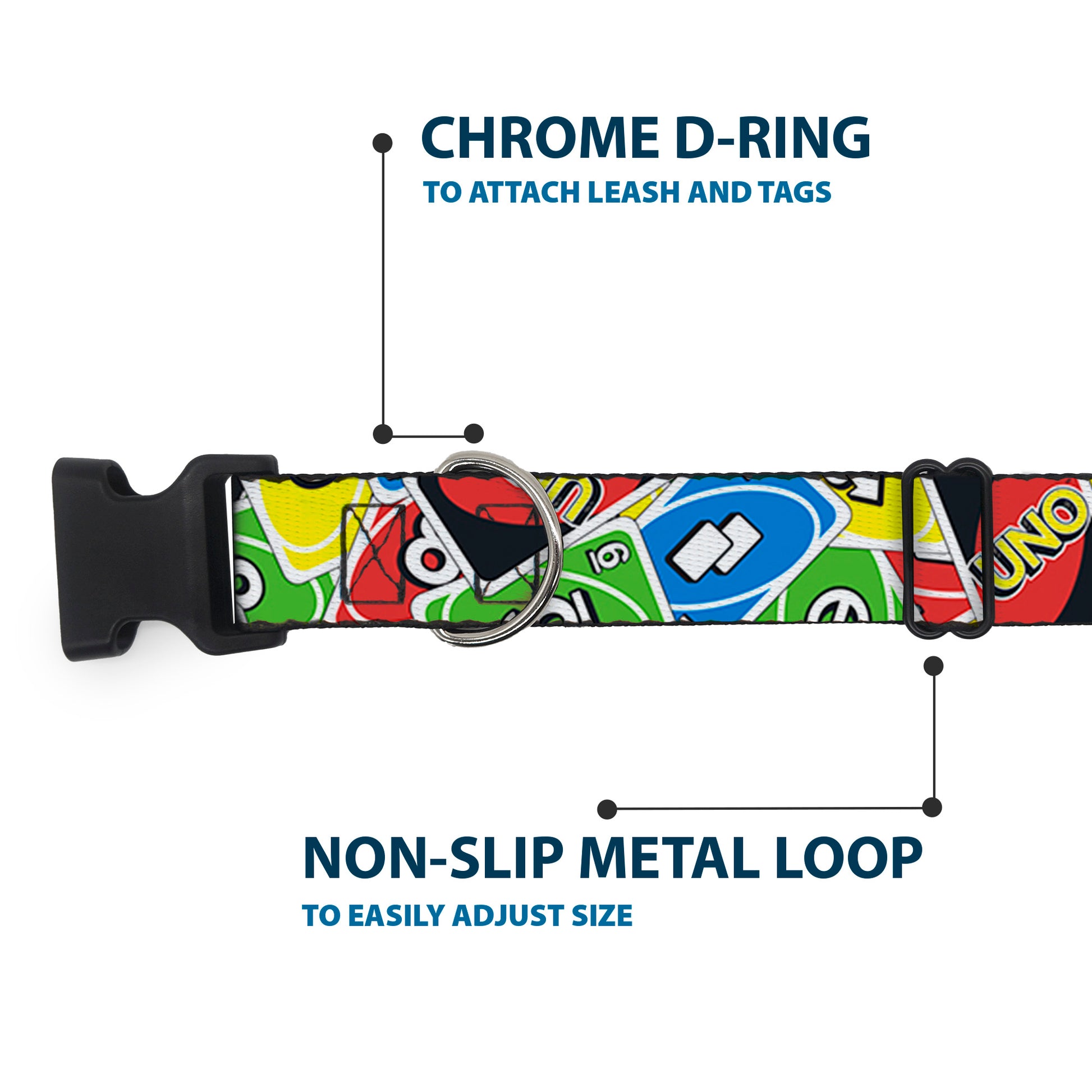 Plastic Clip Collar - UNO Cards Stacked Collage Multi Color Plastic Clip Collars UNO