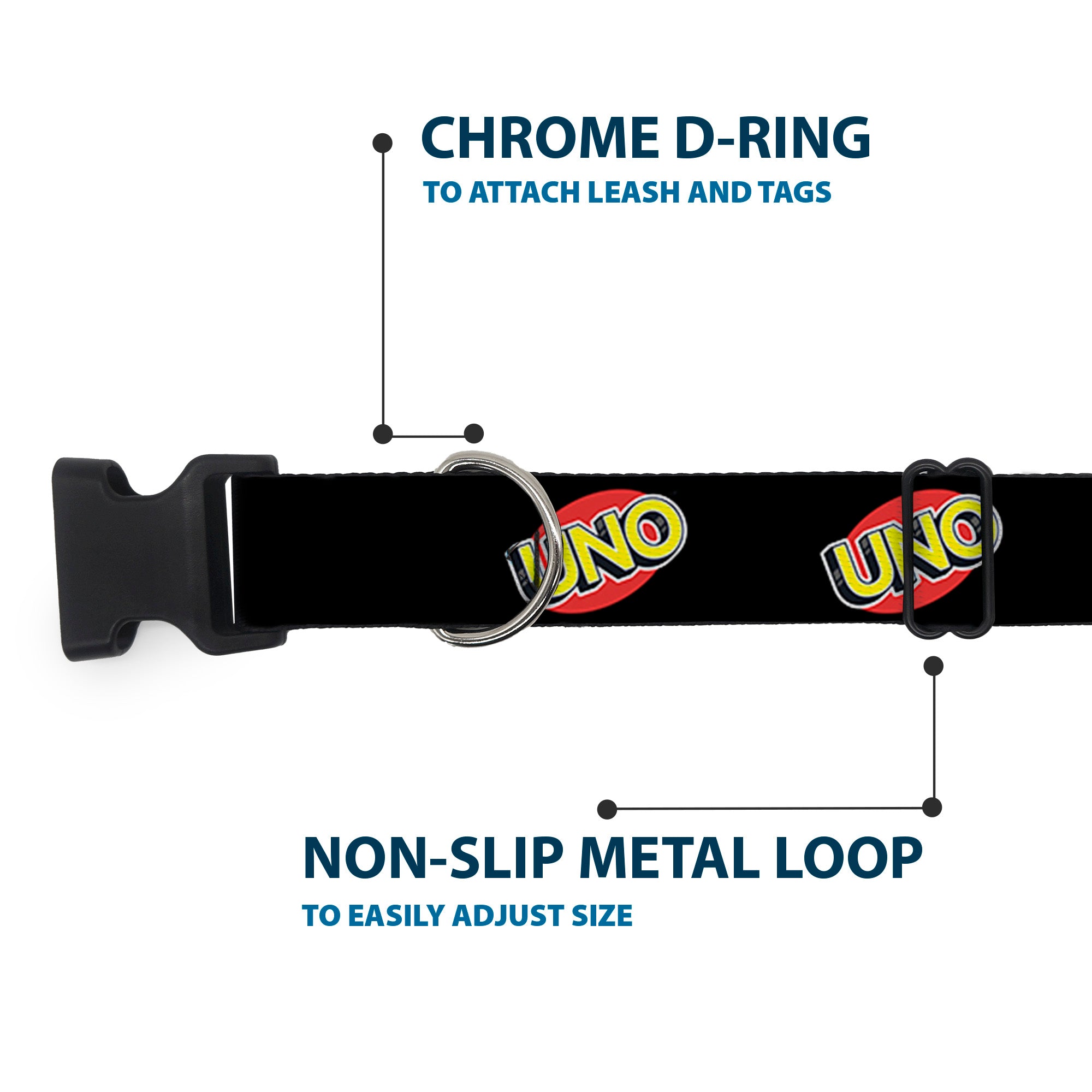 Plastic Clip Collar - UNO Game Logo Black/Red/Yellow Plastic Clip Collars UNO