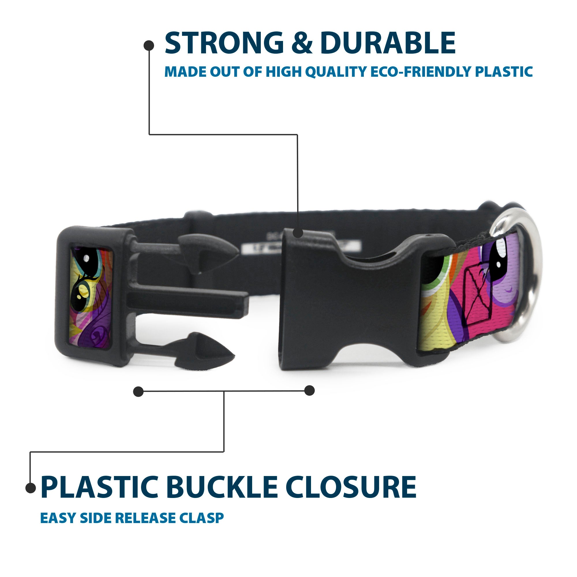 Plastic Clip Collar - My Little Pony Mane Six Eye Expressions Close-Up Multi Color Plastic Clip Collars My Little Pony
