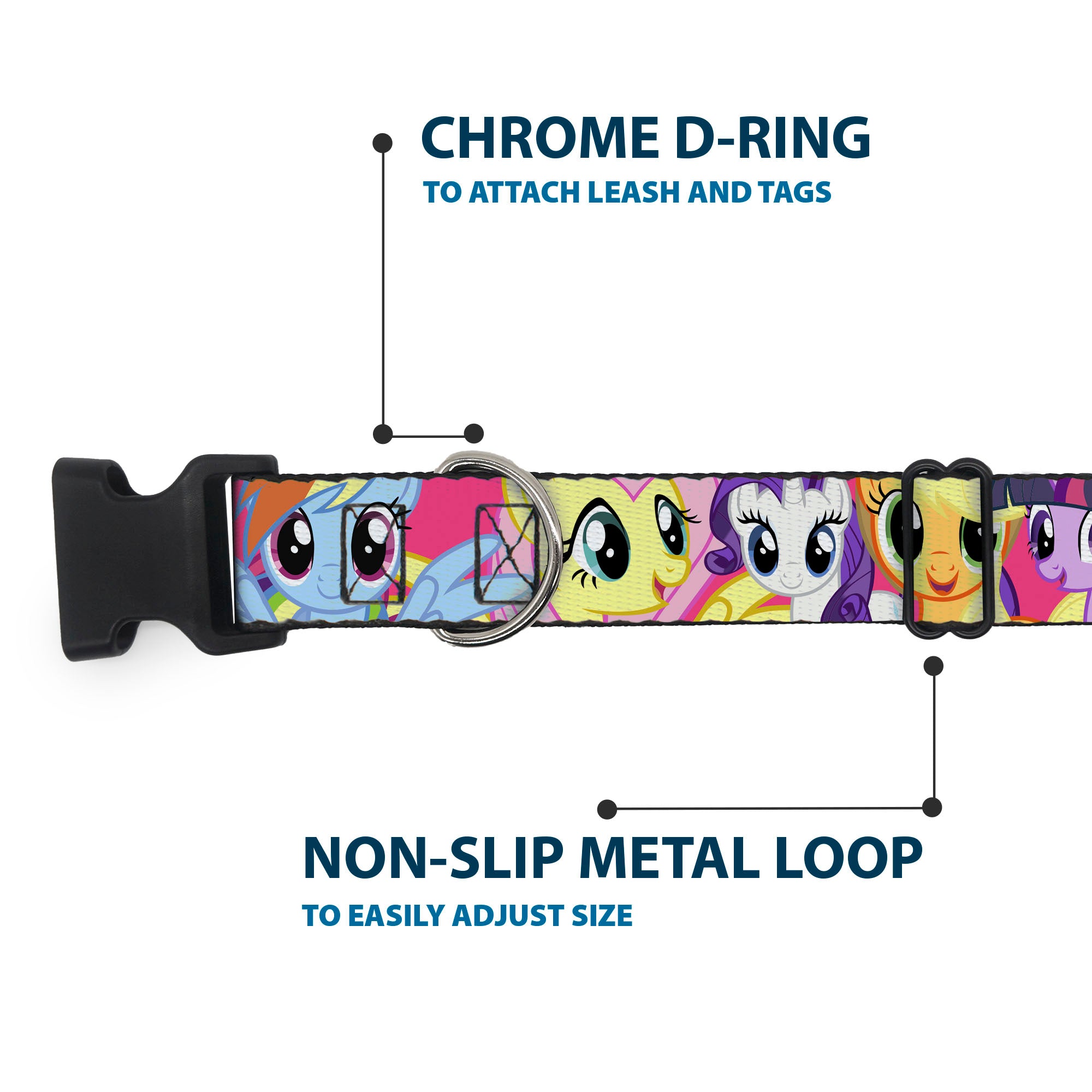 Plastic Clip Collar - My Little Pony Mane Six Eye Expressions Close-Up Multi Color Plastic Clip Collars My Little Pony