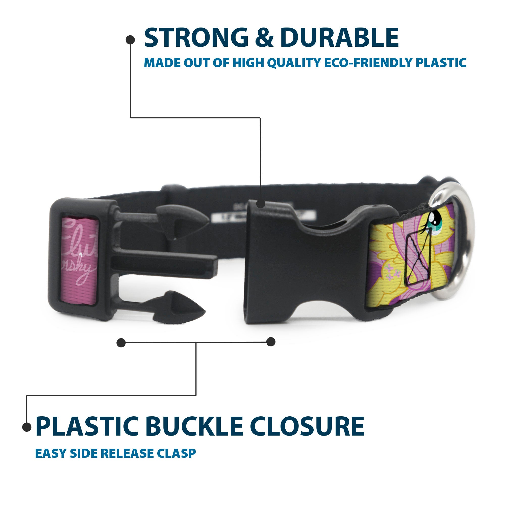 Plastic Clip Collar - FLUTTERSHY Text and Pose Blocks Multi Color